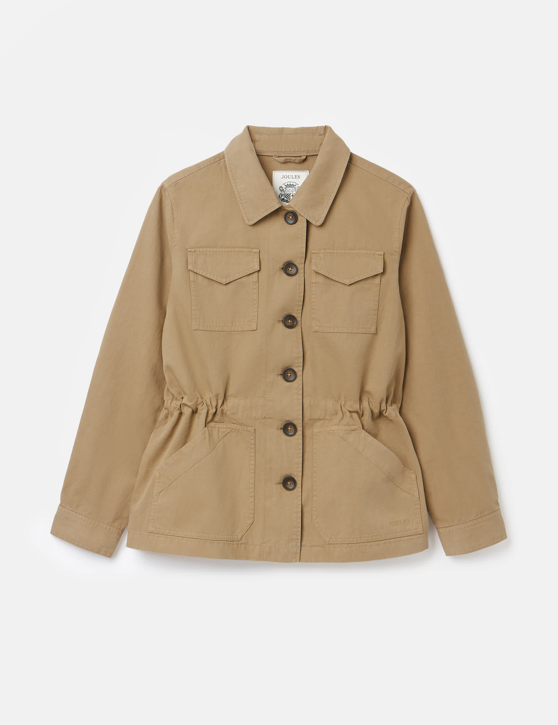 Joules Women's Cotton Rich Collared Jacket with Linen - 8 - Tan, Tan