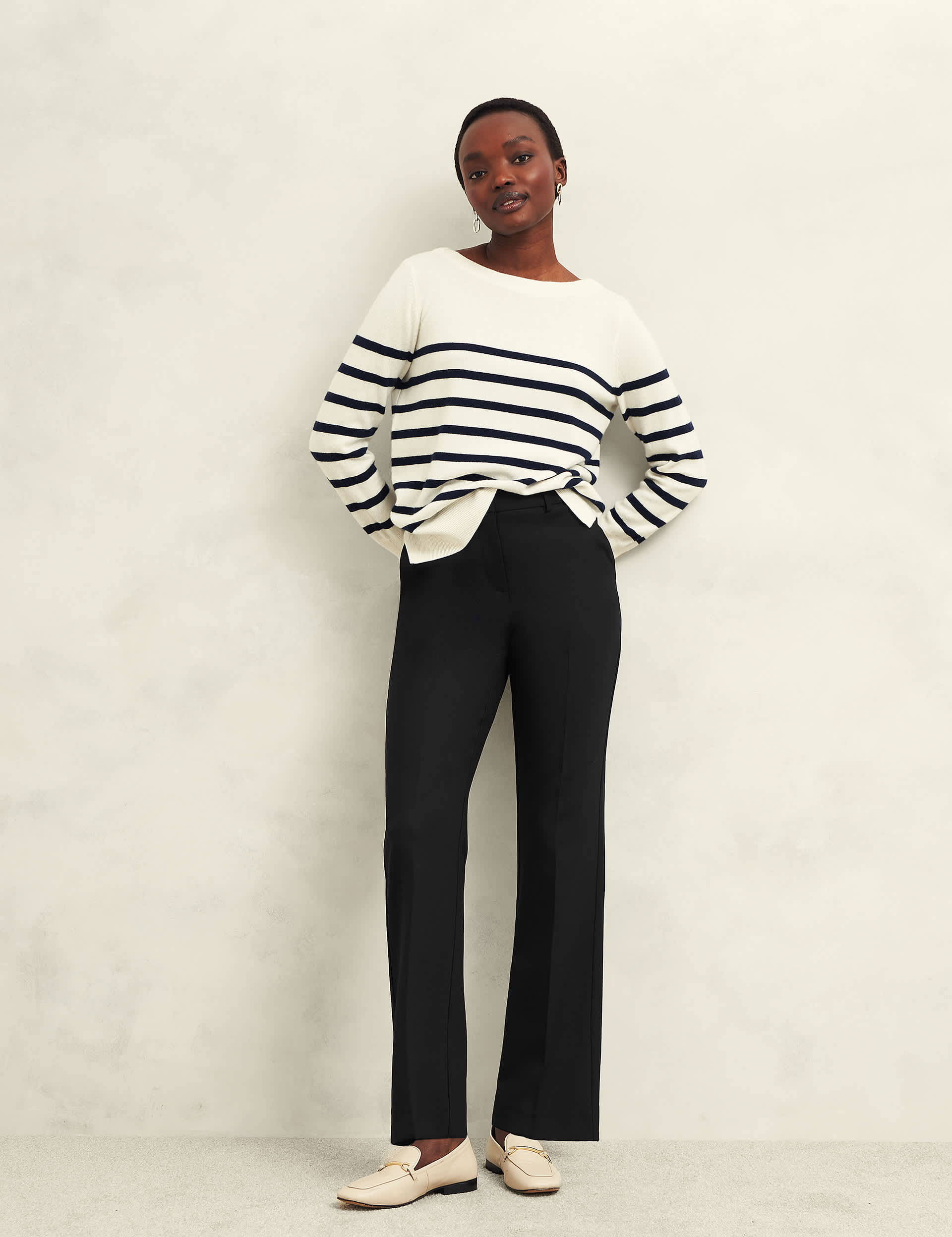 Hobbs Women's Wool Blend Pleat Front Straight Cigarette Trousers