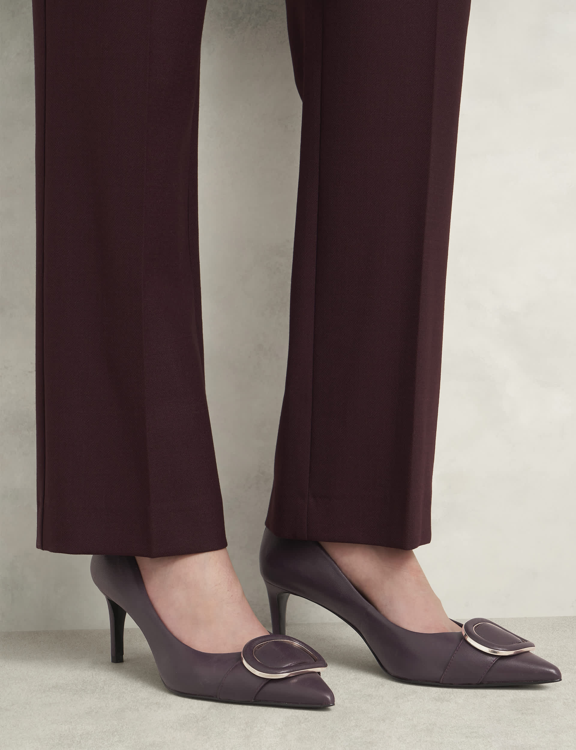 Hobbs Women's Leather Buckle Pointed Court Shoes