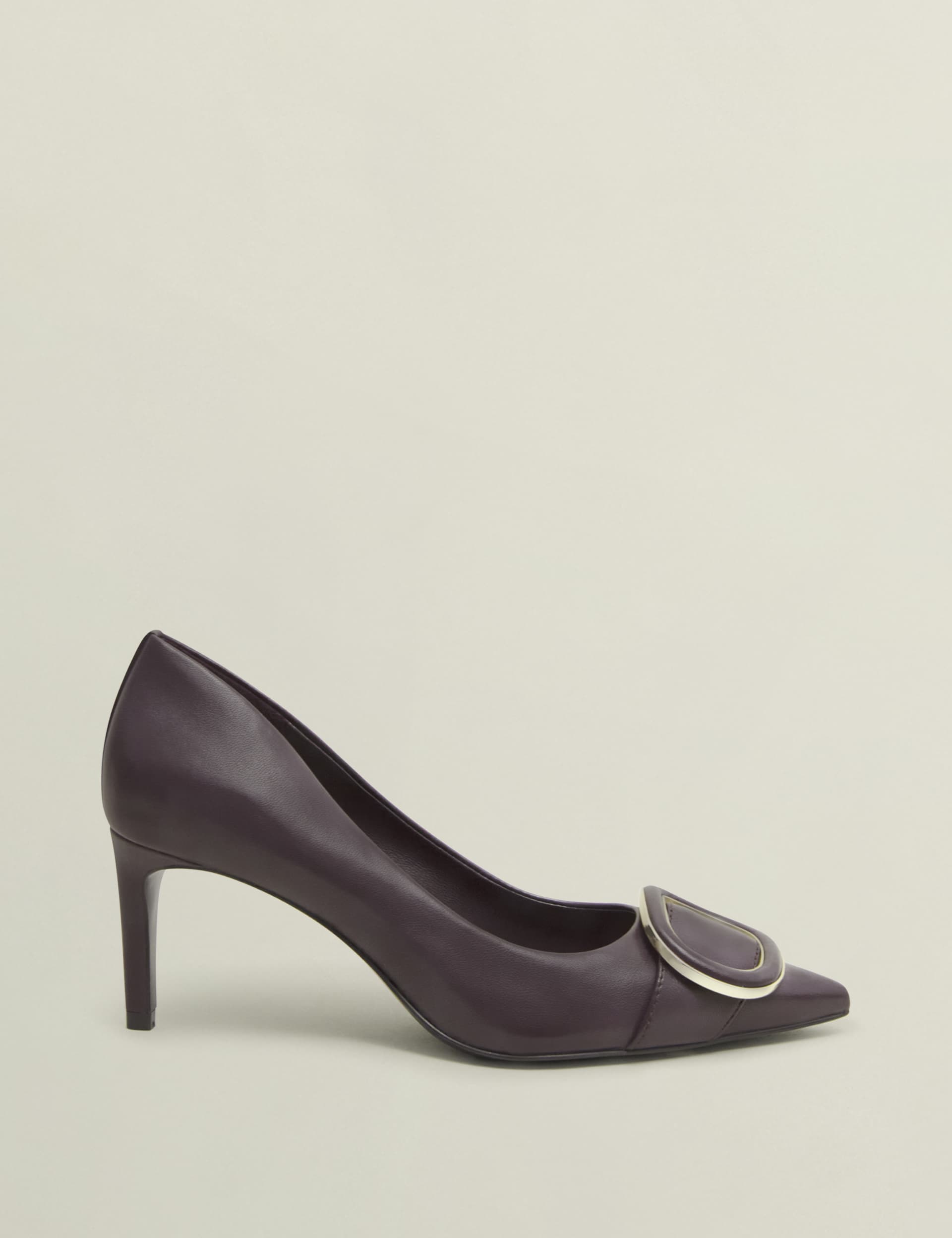 Hobbs Women's Leather Buckle Pointed Court Shoes - 7 - Purple, Purple