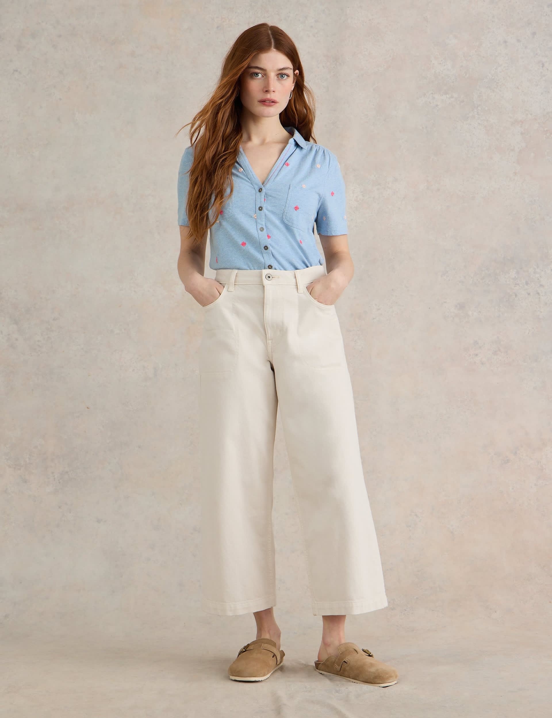 White Stuff Women's Pure Cotton Embroidered Shirt