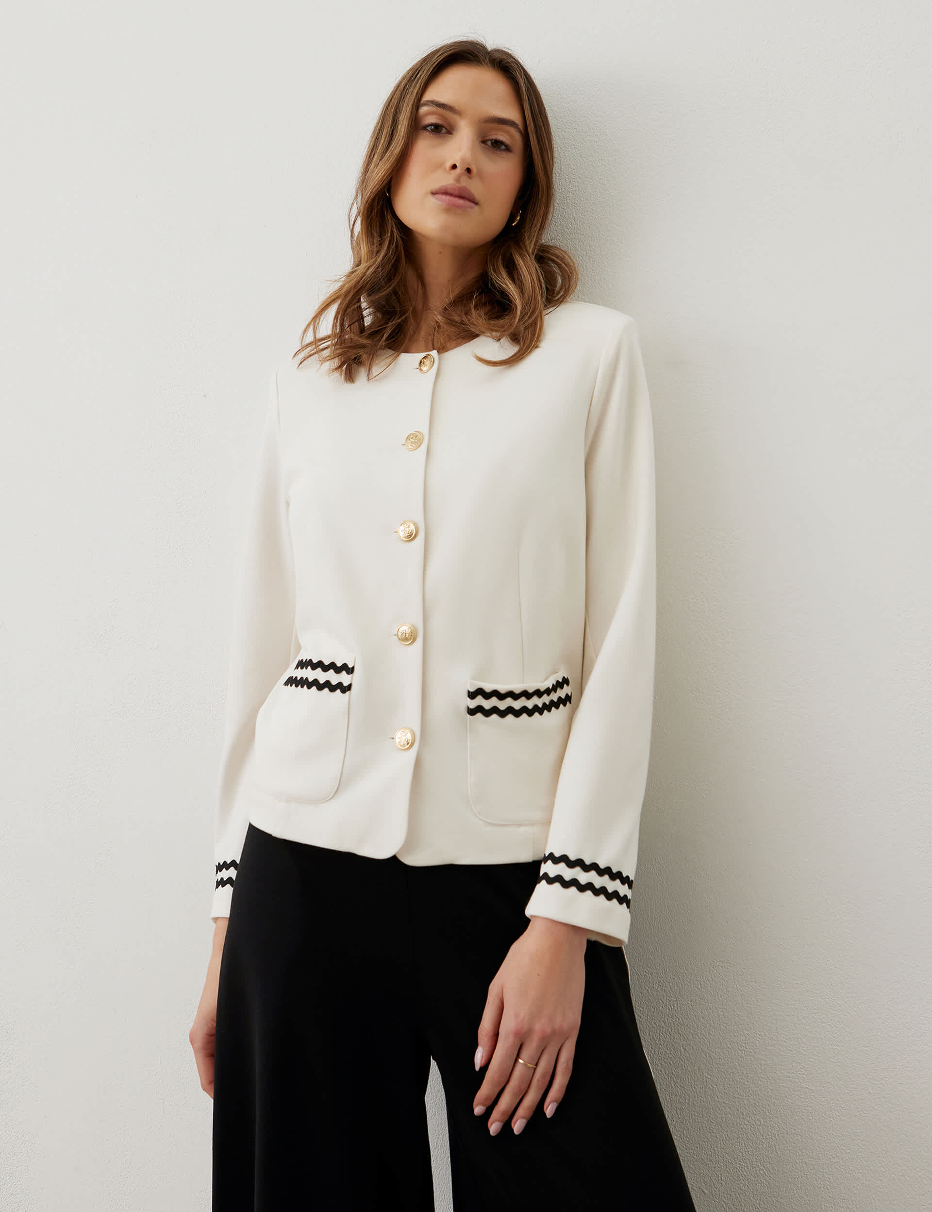 Finery London Women's Cropped Jacket - 18 - Ivory, Ivory