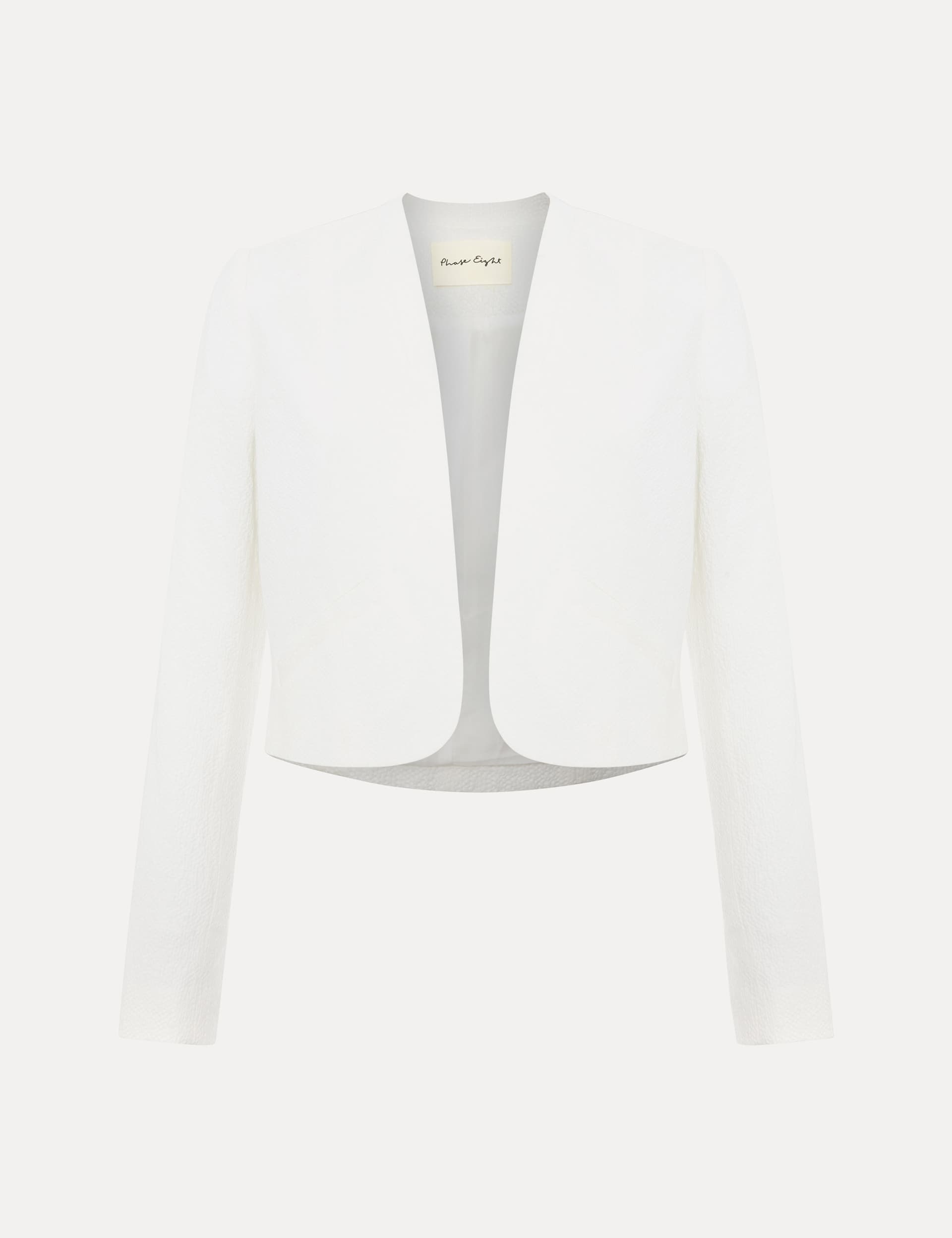 Phase Eight Women's Pure Cotton Collarless Cropped Jacket - 14 - Ivory, Ivory