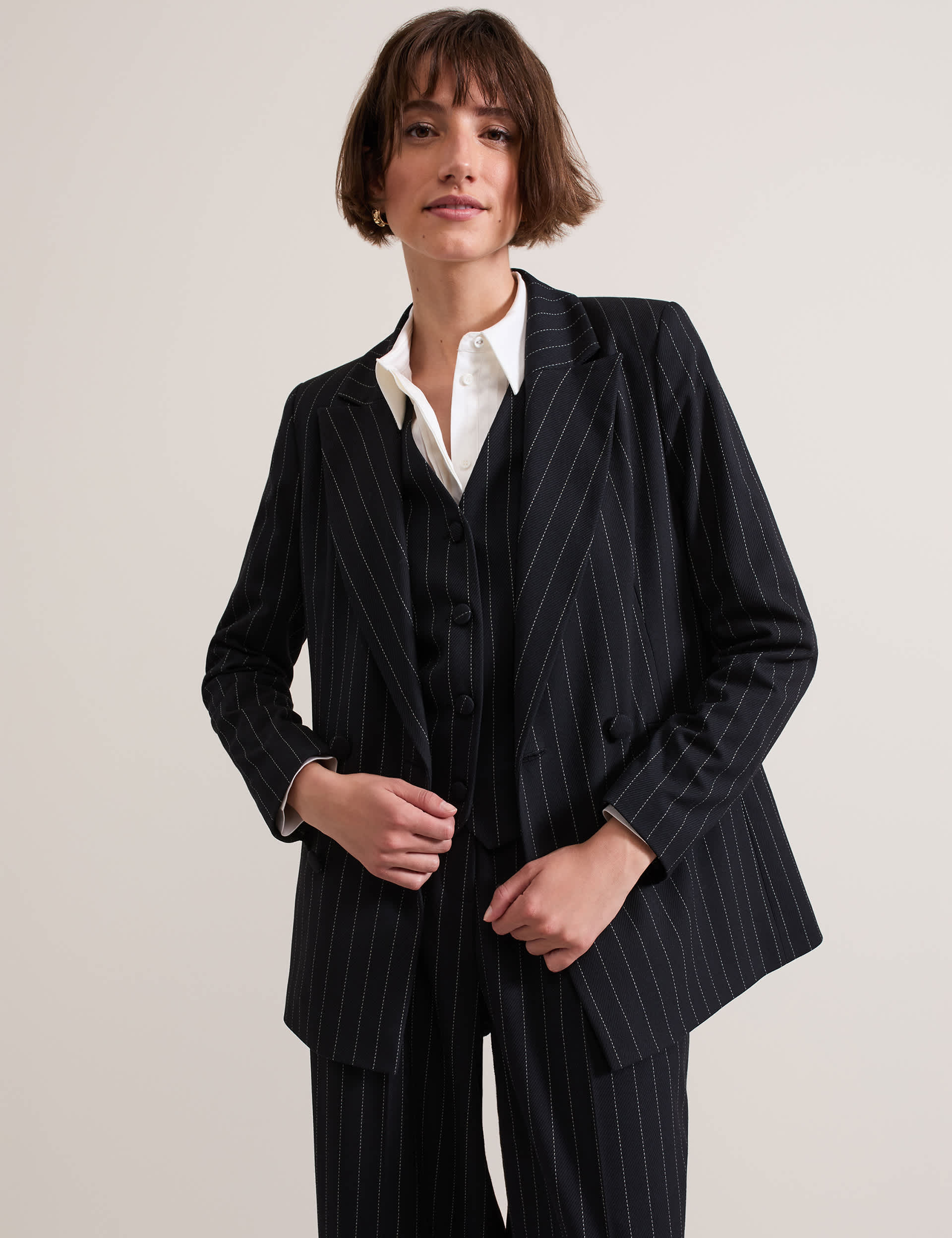 Phase Eight Women's Pinstripe Double Breasted Blazer - 12 - Navy, Navy