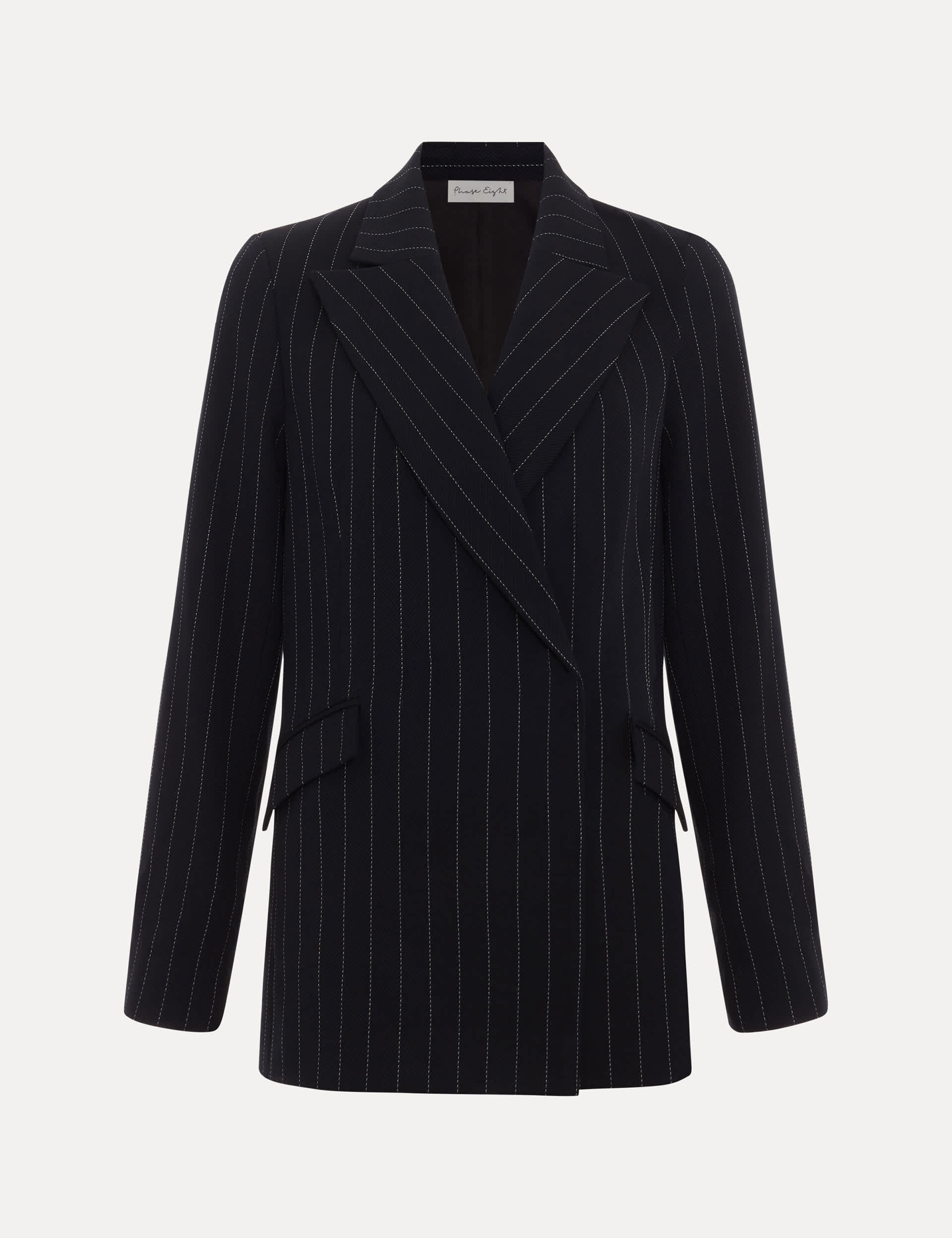 Phase Eight Women's Pinstripe Double Breasted Blazer - 14 - Navy, Navy