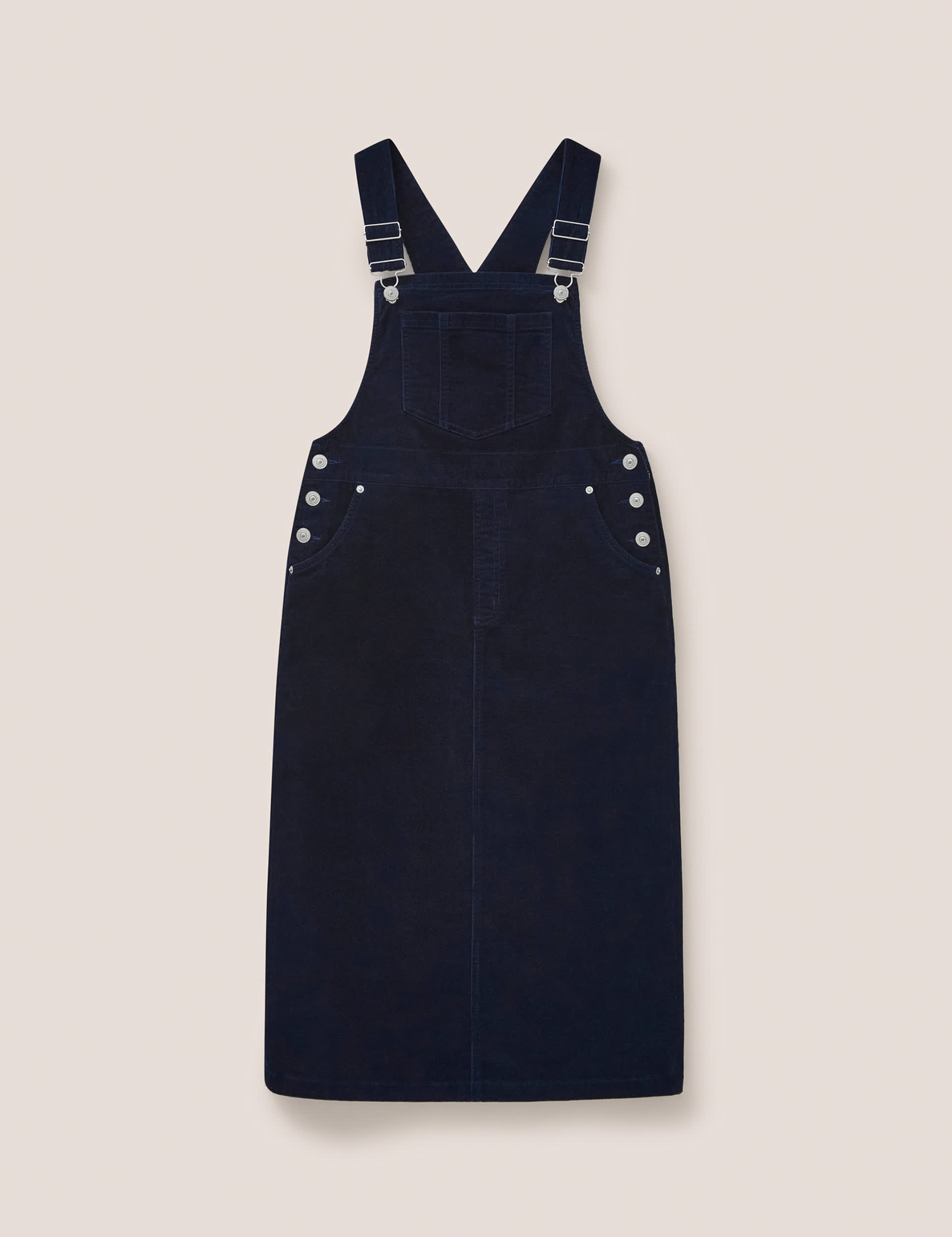 White Stuff Women's Cord Square Neck Knee Length Pinafore Dress - 10REG - Navy, Navy