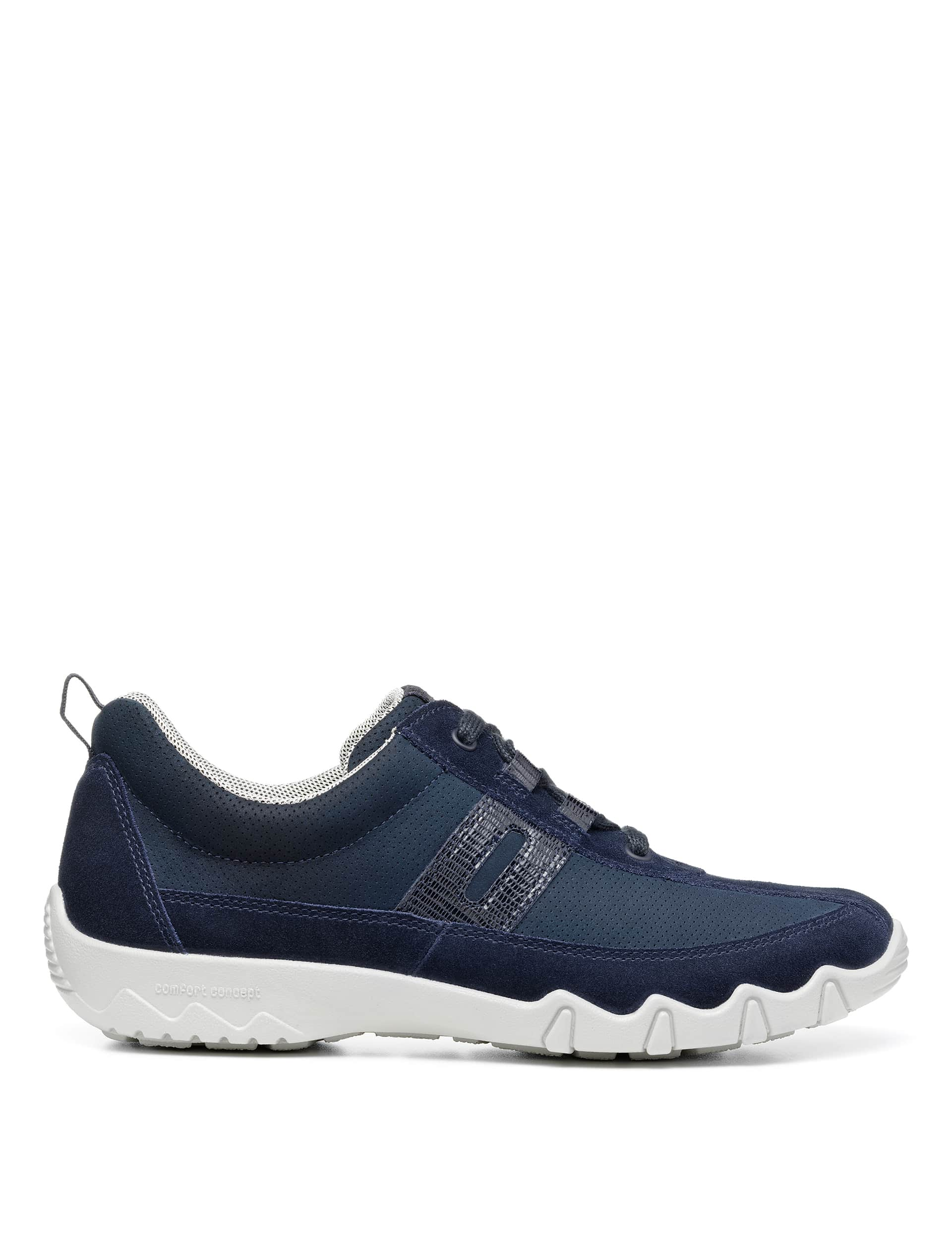 Hotter Women's Leanne Wide Fit Suede Lace Up Trainers - 5 - Navy, Navy,Black/Black