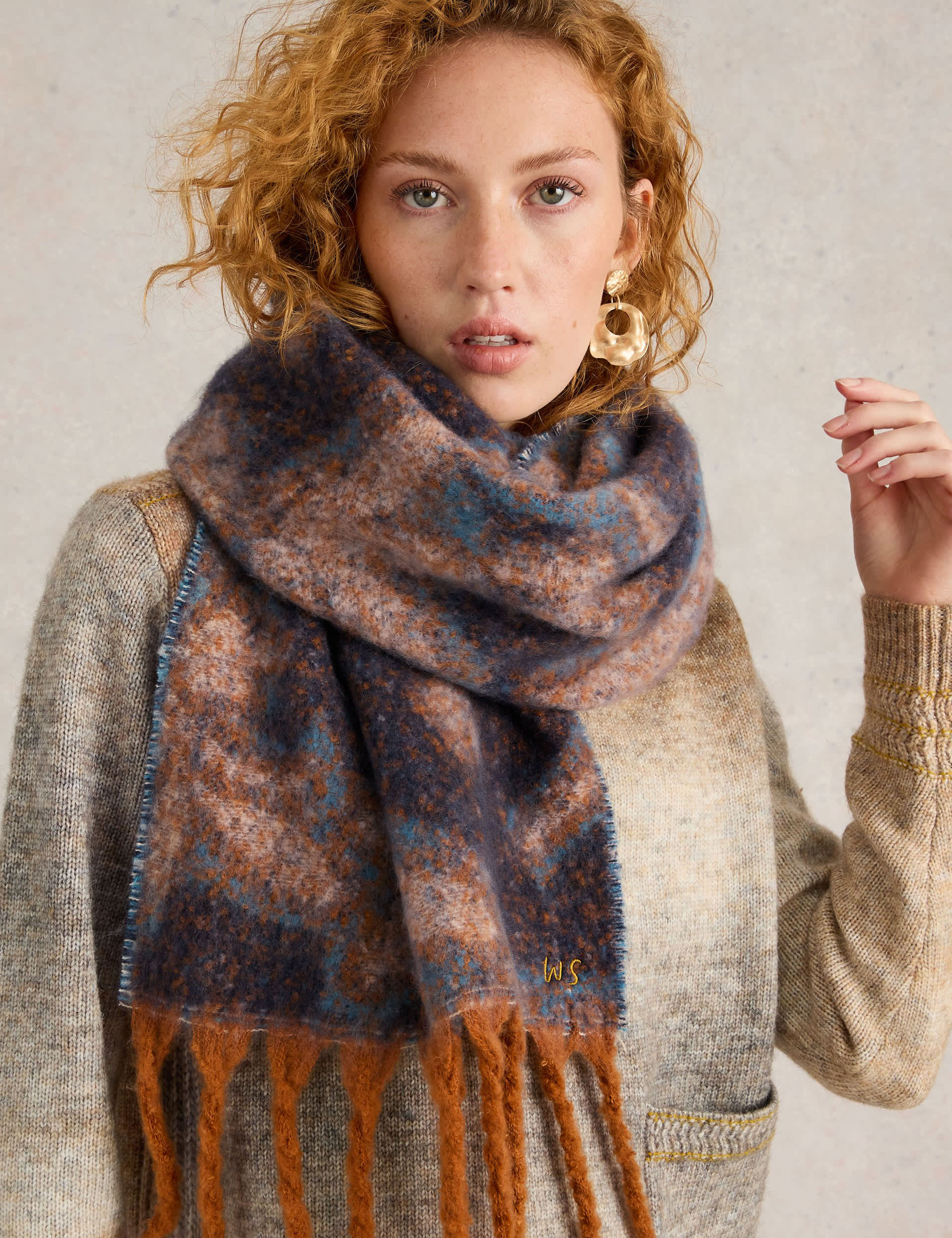 White Stuff Women's Brushed Floral Scarf