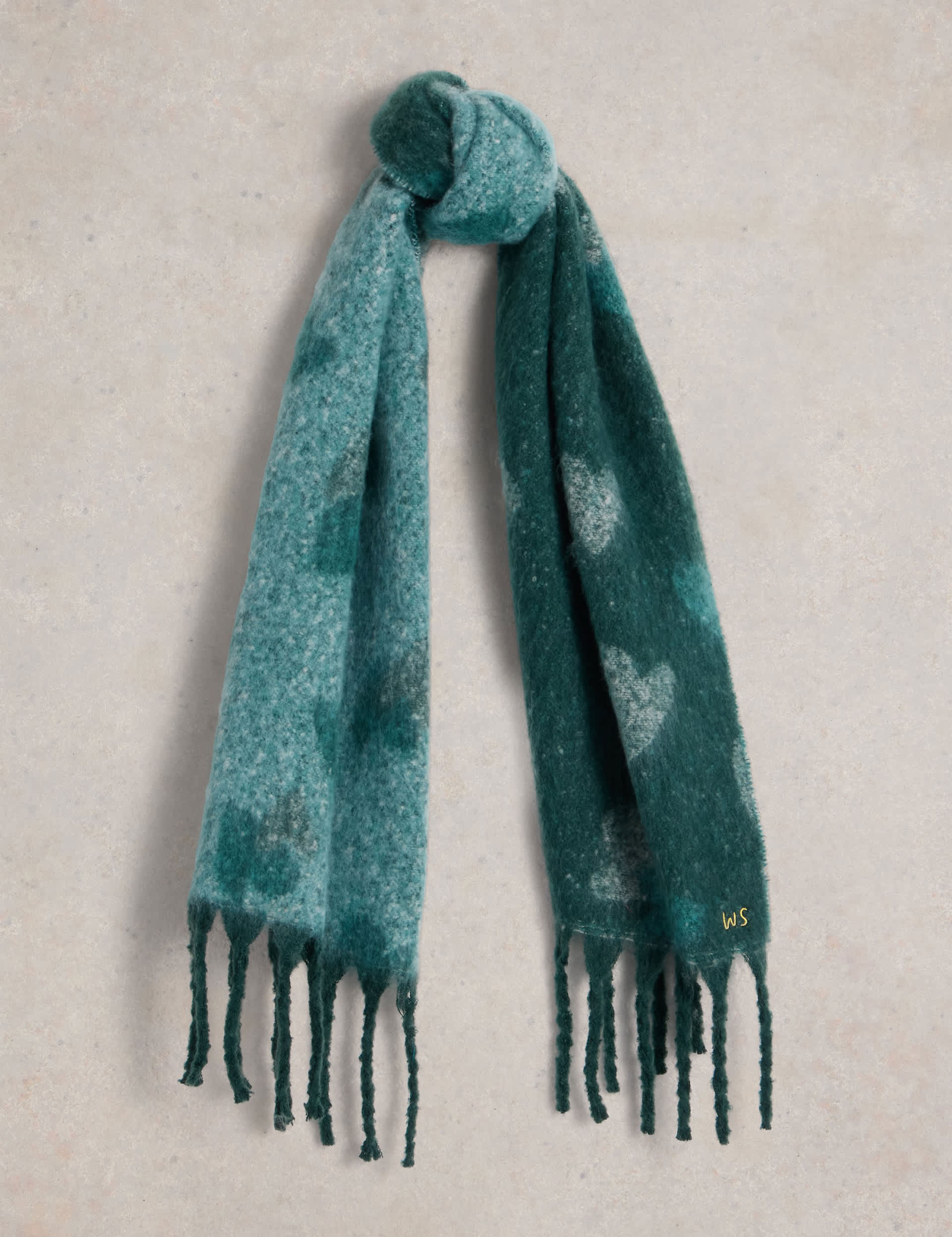 White Stuff Women's Brushed Heart Scarf - Teal Mix, Teal Mix