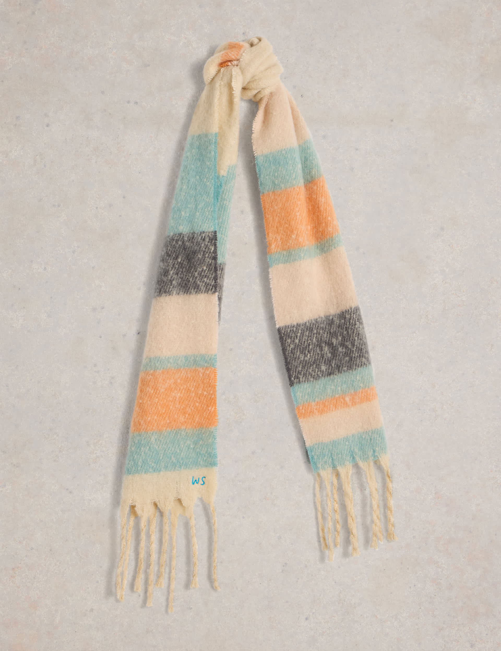 White Stuff Women's Striped Skinny Scarf - Natural Mix, Natural Mix,Pink Mix