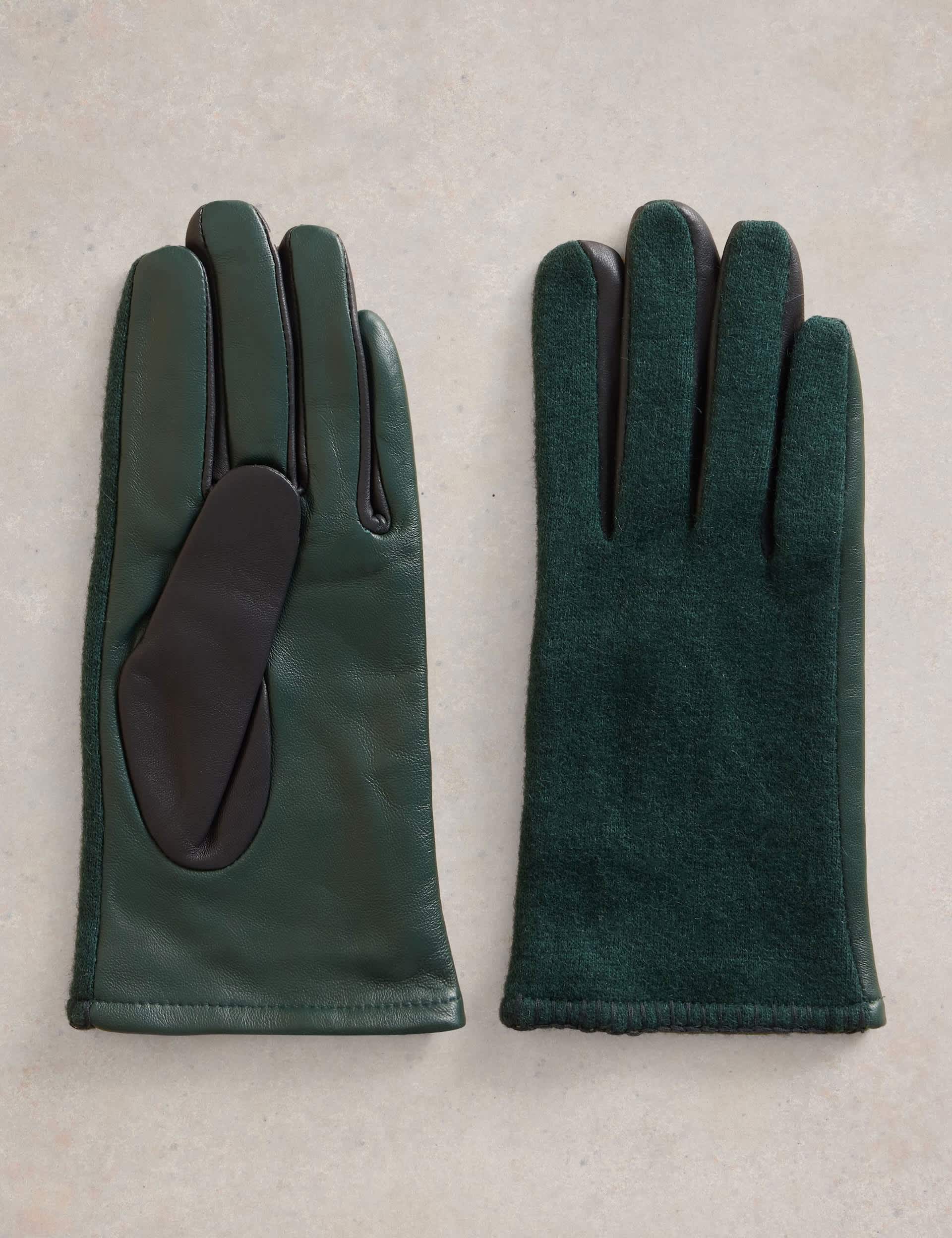 White Stuff Women's Leather Gloves - S-M - Green, Green