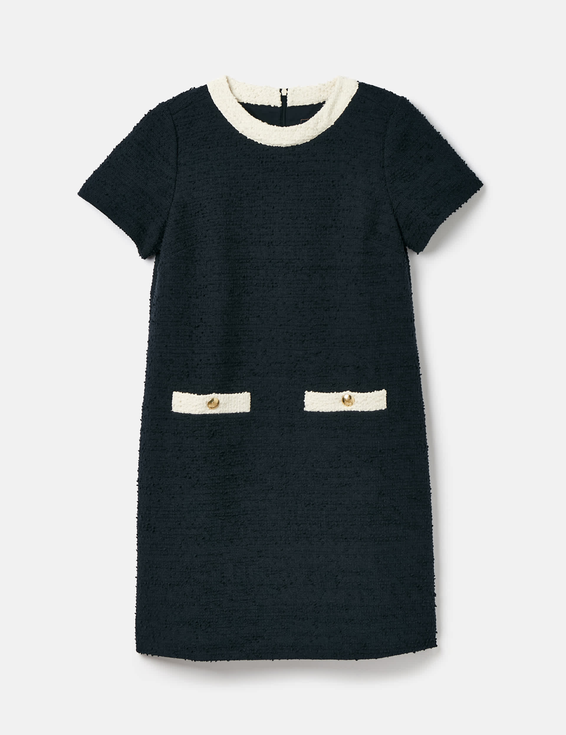 Joules Women's Cotton Rich Round Neck Shift Dress - 6 - Navy, Navy