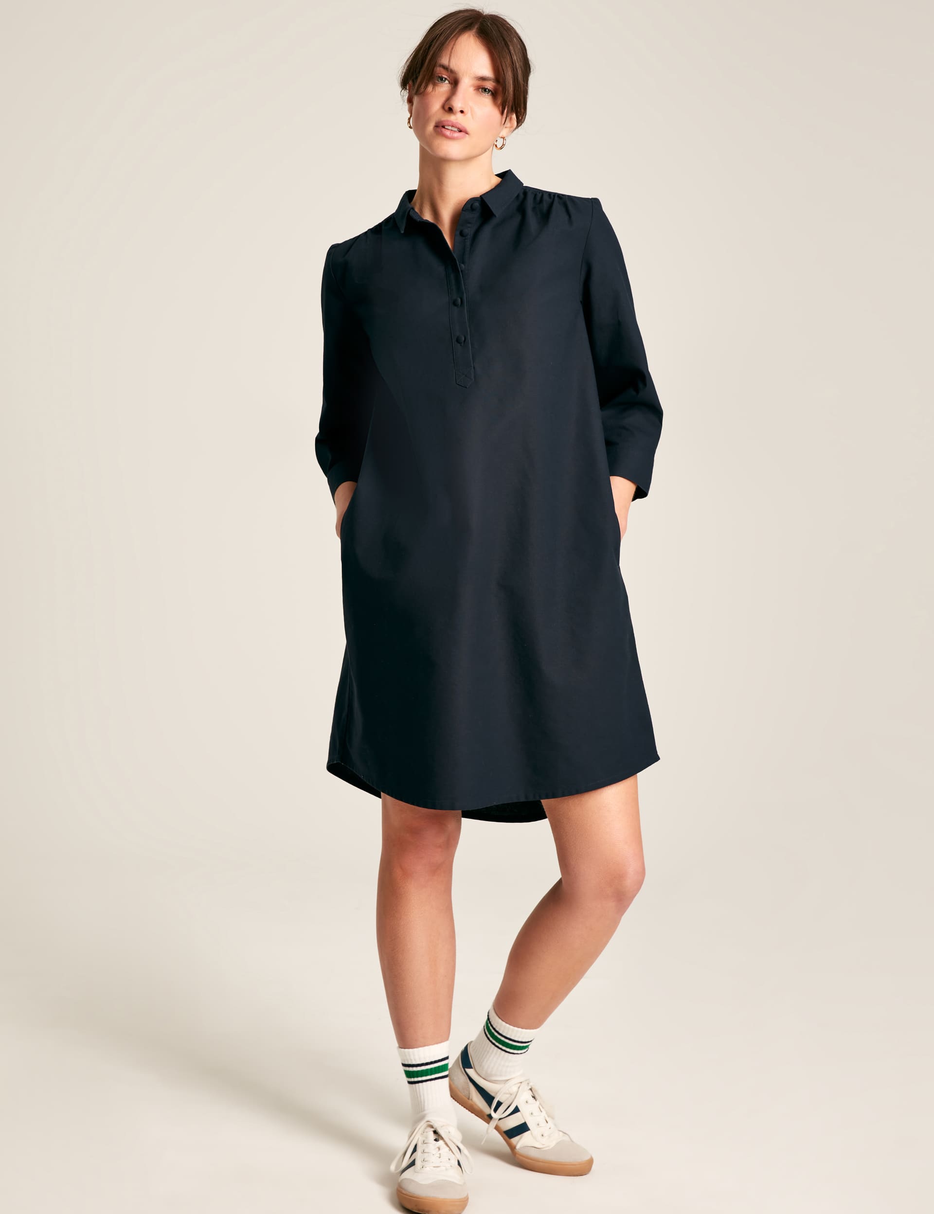 Joules Women's Pure Cotton Knee Length Shirt Dress - 10 - Navy, Navy