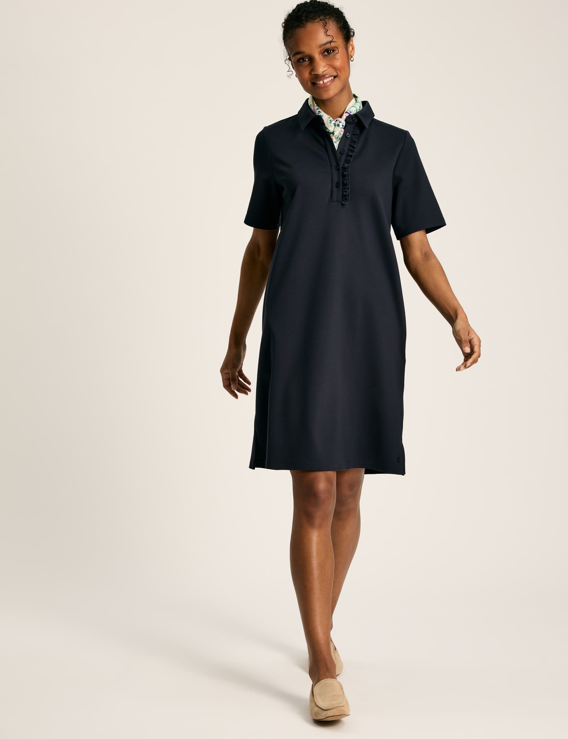 Joules Women's Knee Length Shirt Dress - 10 - Navy, Navy