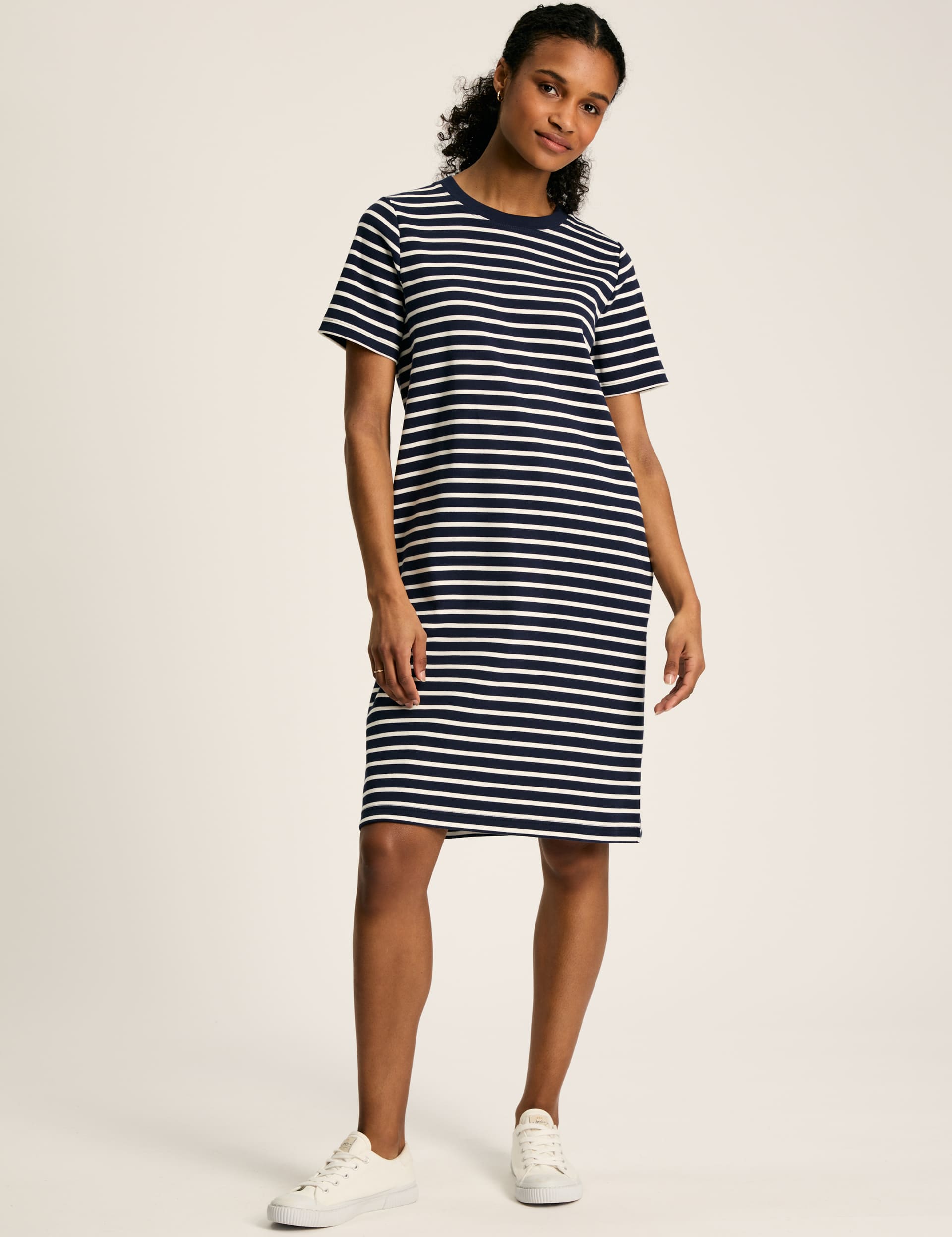 Joules Women's Jersey Striped Knee Length T-Shirt Dress - 16 - Navy Mix, Navy Mix