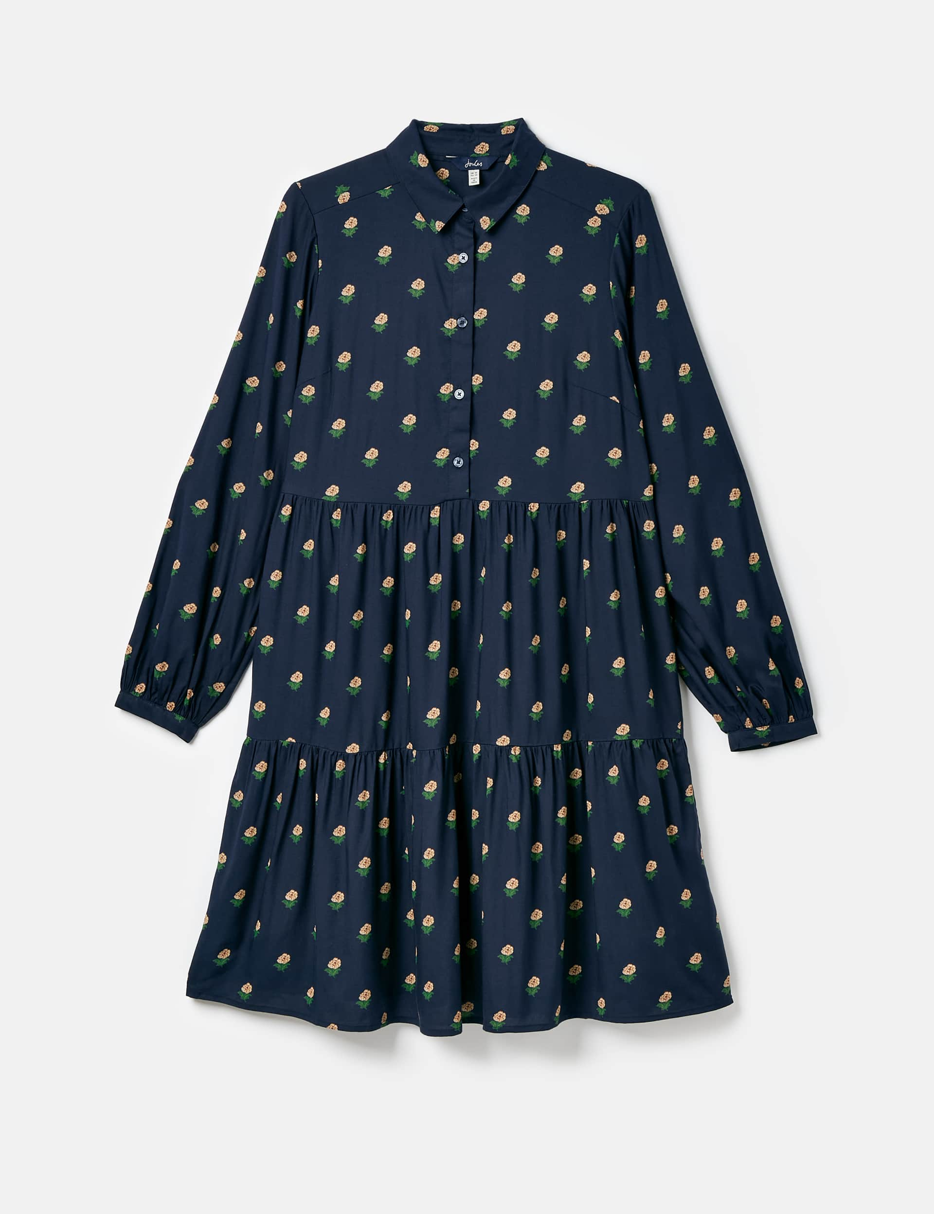 Joules Women's Pure Cotton Floral Collared Shirt Dress - 10 - Navy Mix, Navy Mix