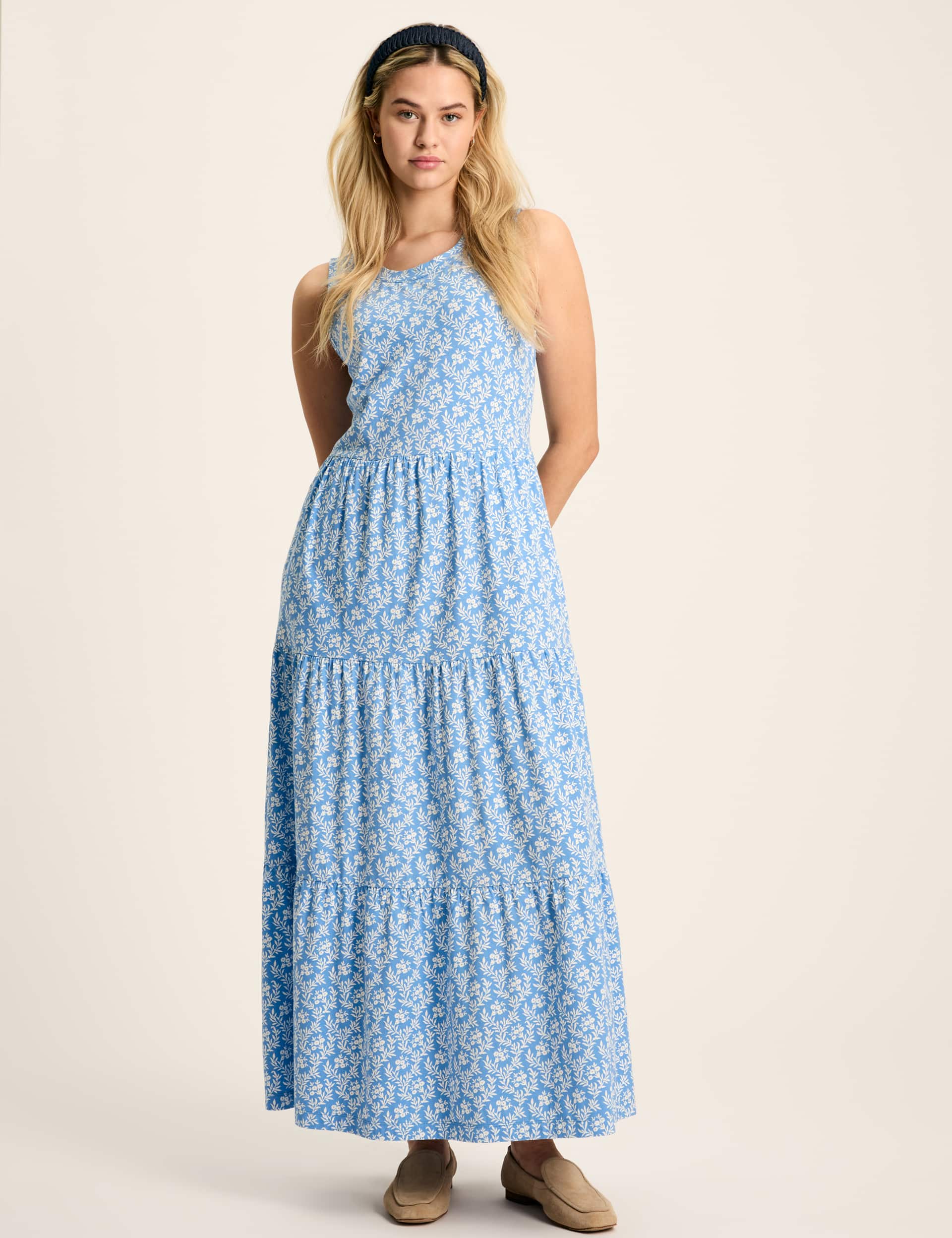 Joules Women's Jersey Floral Midaxi Tiered Dress