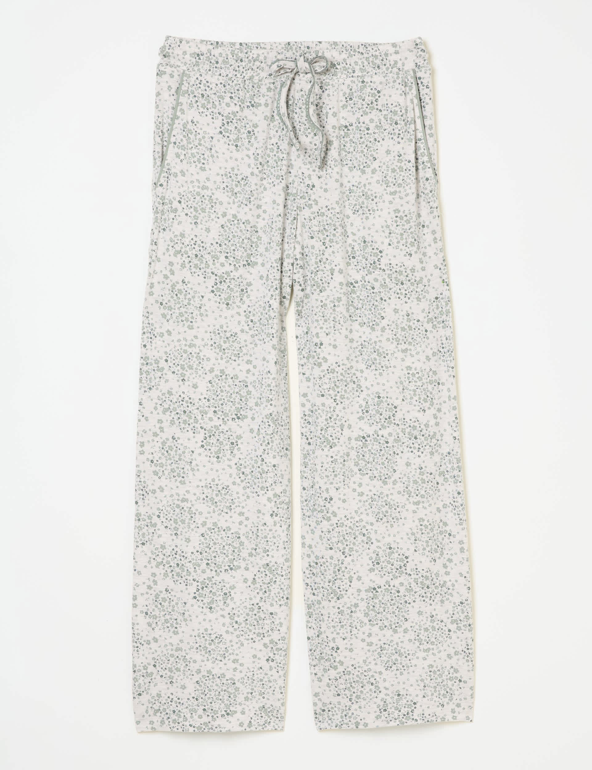 Fatface Women's Jersey Floral Cropped Pyjama Bottoms - 12REG - Grey Marl, Grey Marl