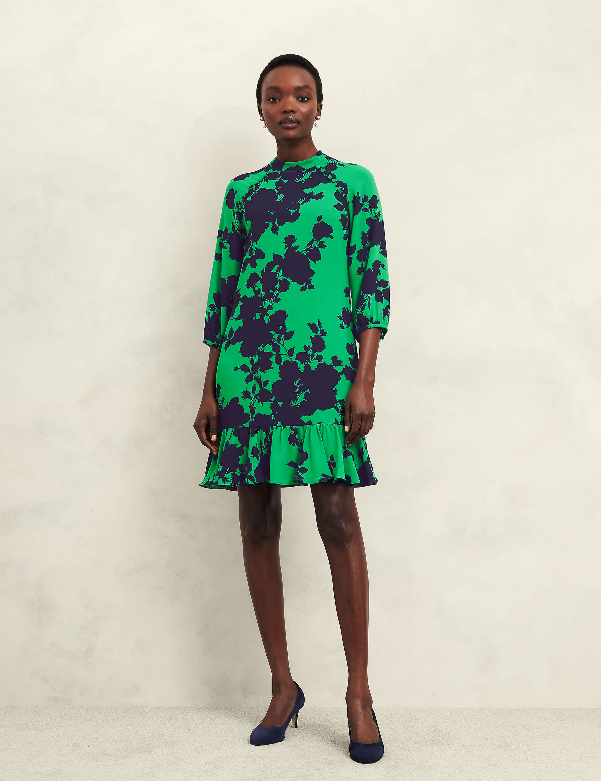 Hobbs Women's Floral High Neck Mini Shift Dress