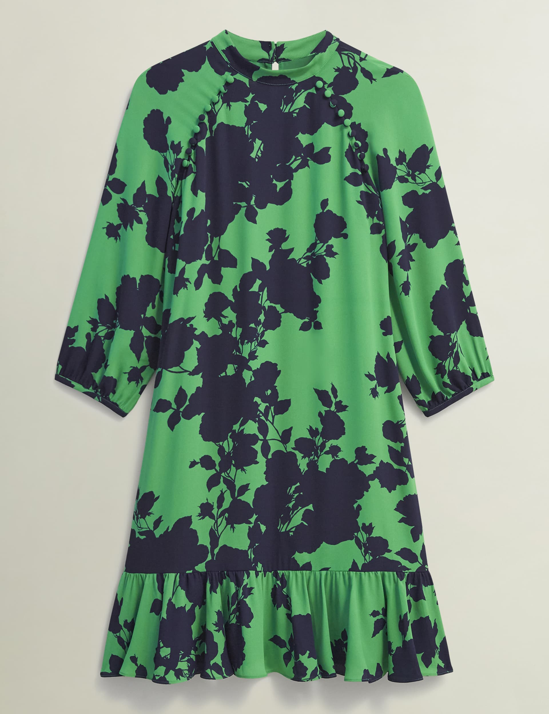 Hobbs Women's Floral High Neck Mini Shift Dress - 14 - Green Mix, Green Mix