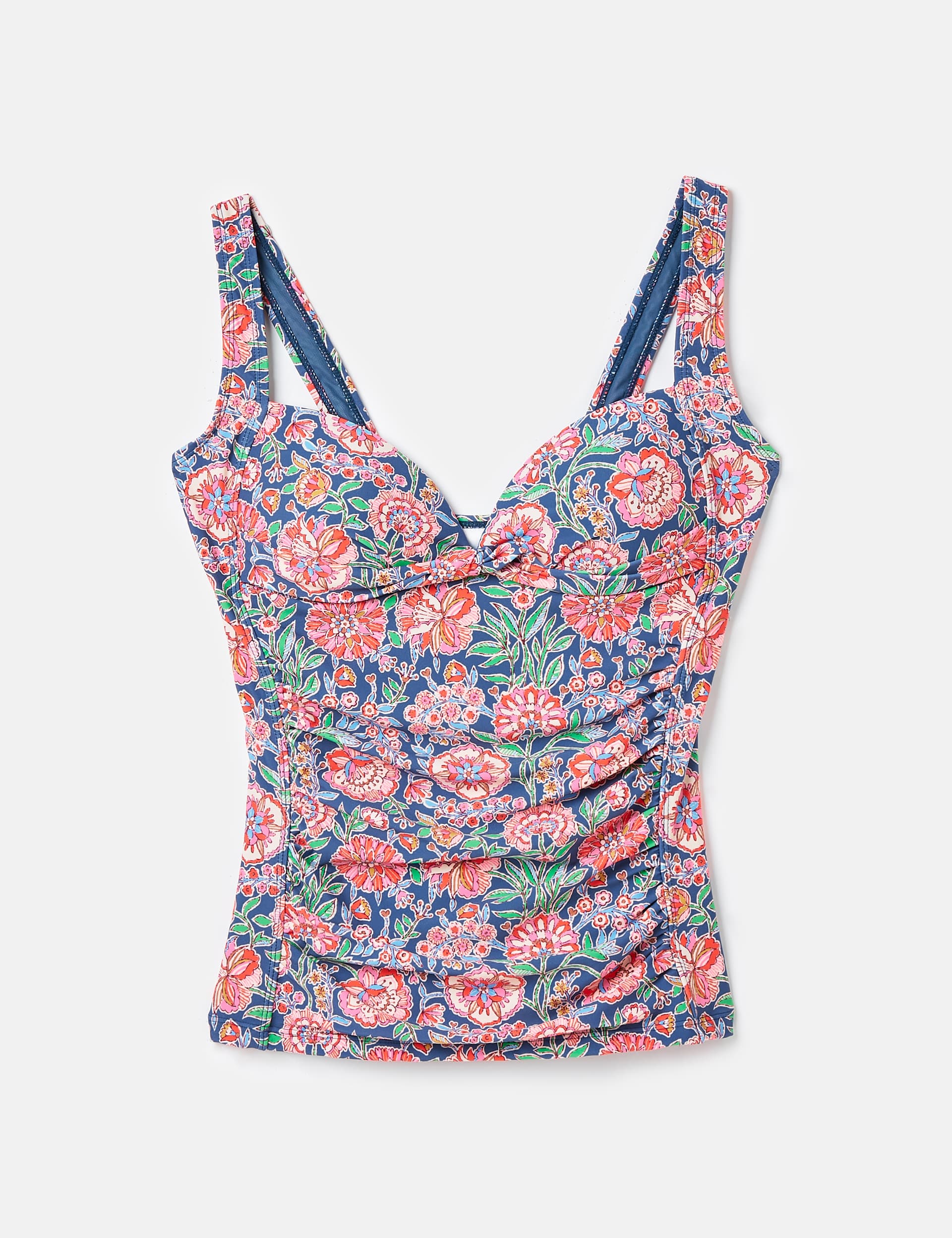 Joules Women's Floral Padded Panelled Plunge Tankini Top - 6 - Navy, Navy