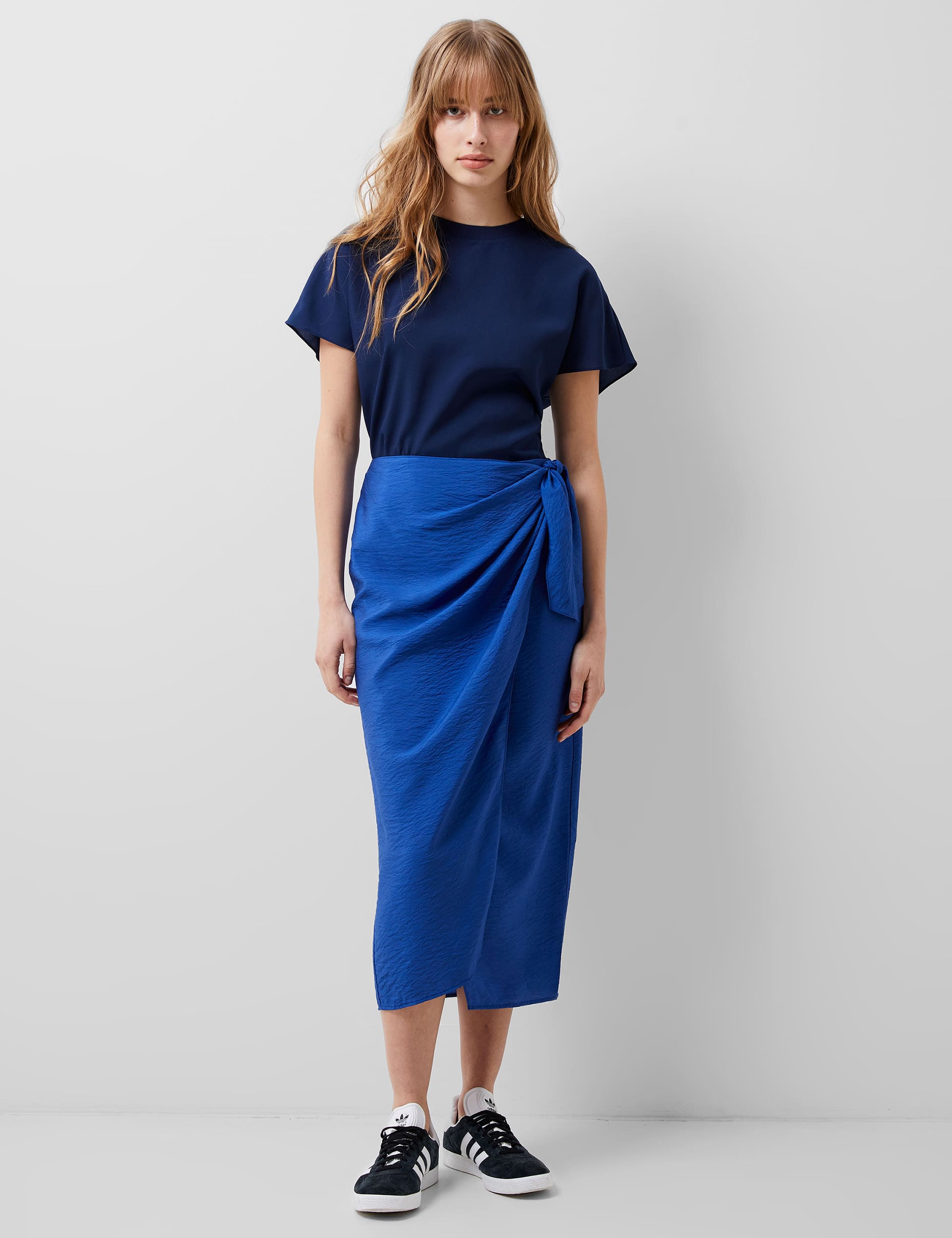 French Connection Women's Drape Midi Wrap Skirt - 6 - Blue, Blue