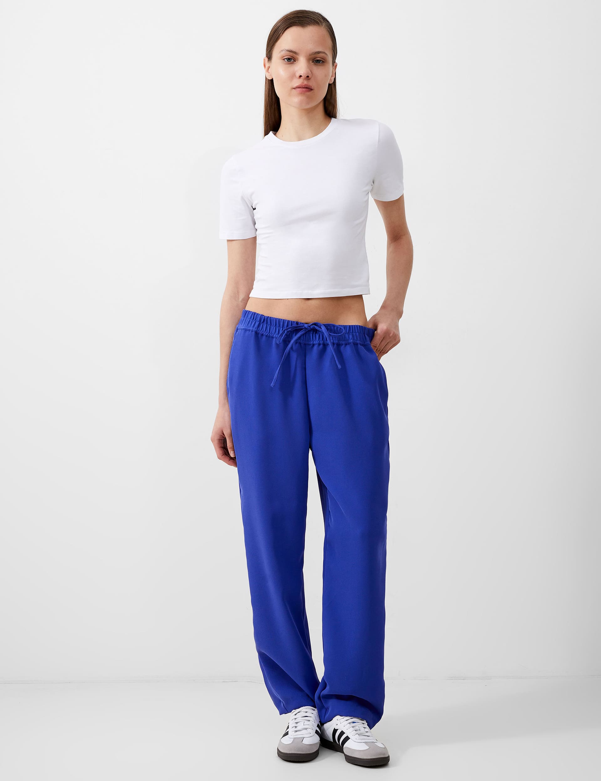 French Connection Women's Twill Straight Leg Trousers - Blue, Blue