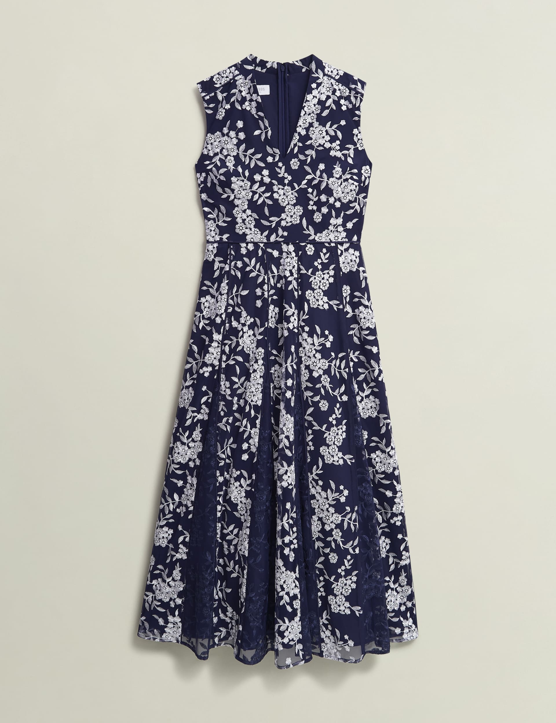 Hobbs Women's Floral Embroidered V-Neck Midaxi Dress - 12REG - Navy, Navy