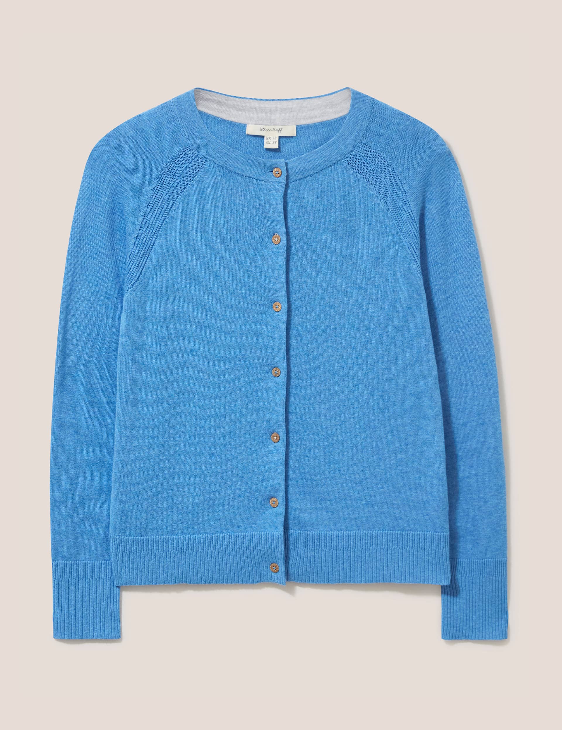 White Stuff Women's Pure Cotton Crew Neck Cardigan - 10 - Blue, Blue