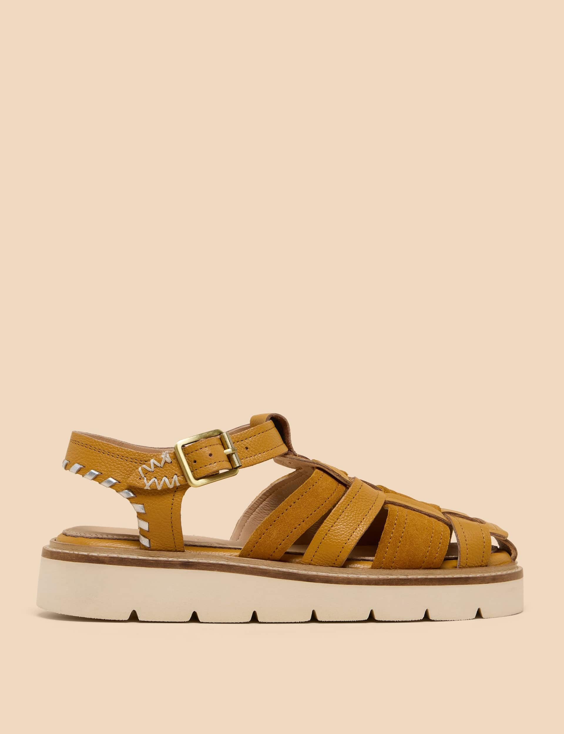 White Stuff Women's Leather Sandals - 6 - Yellow, Yellow