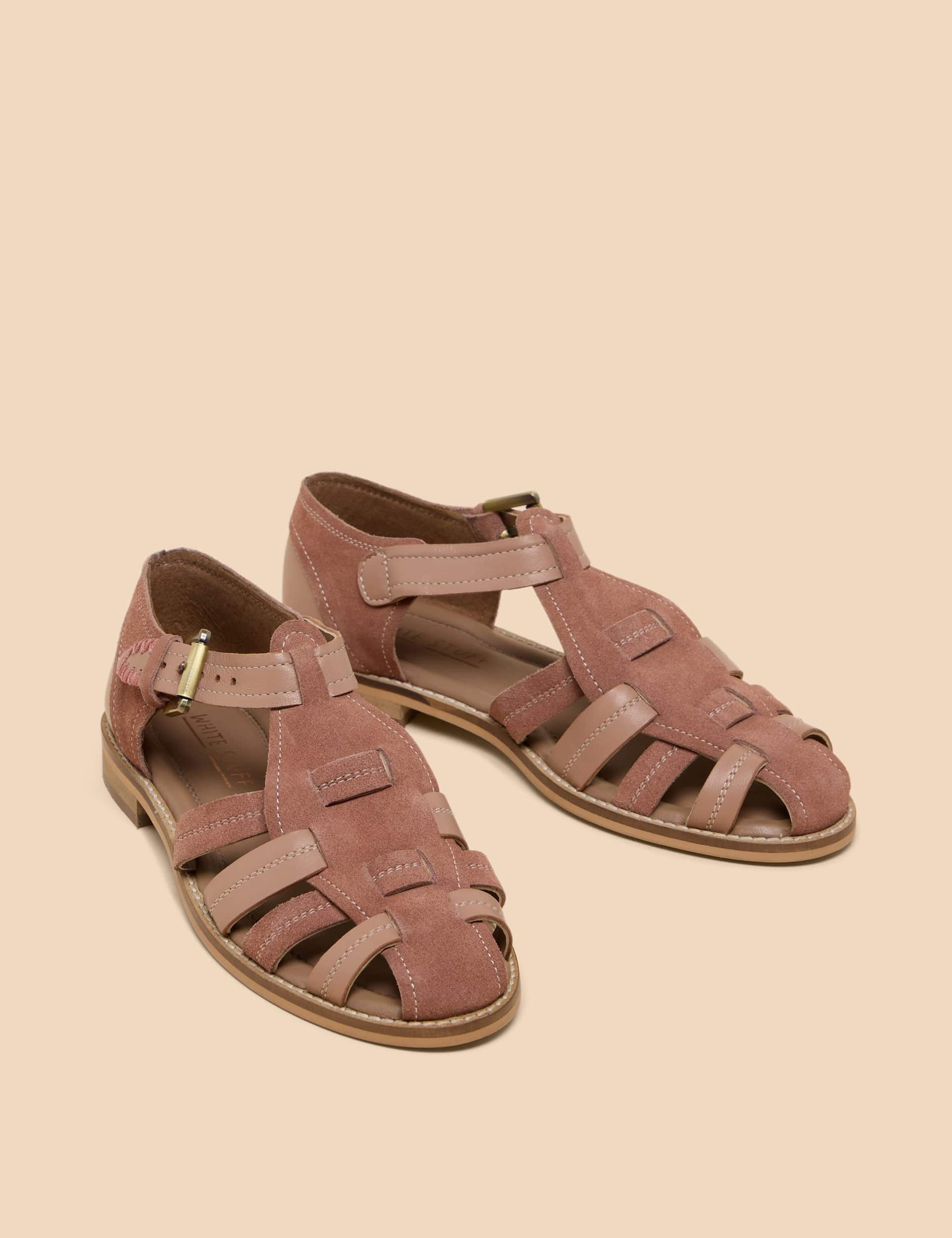 White Stuff Women's Leather Ankle Strap Fisherman Sandals - 3 - Pink, Tan,Pink