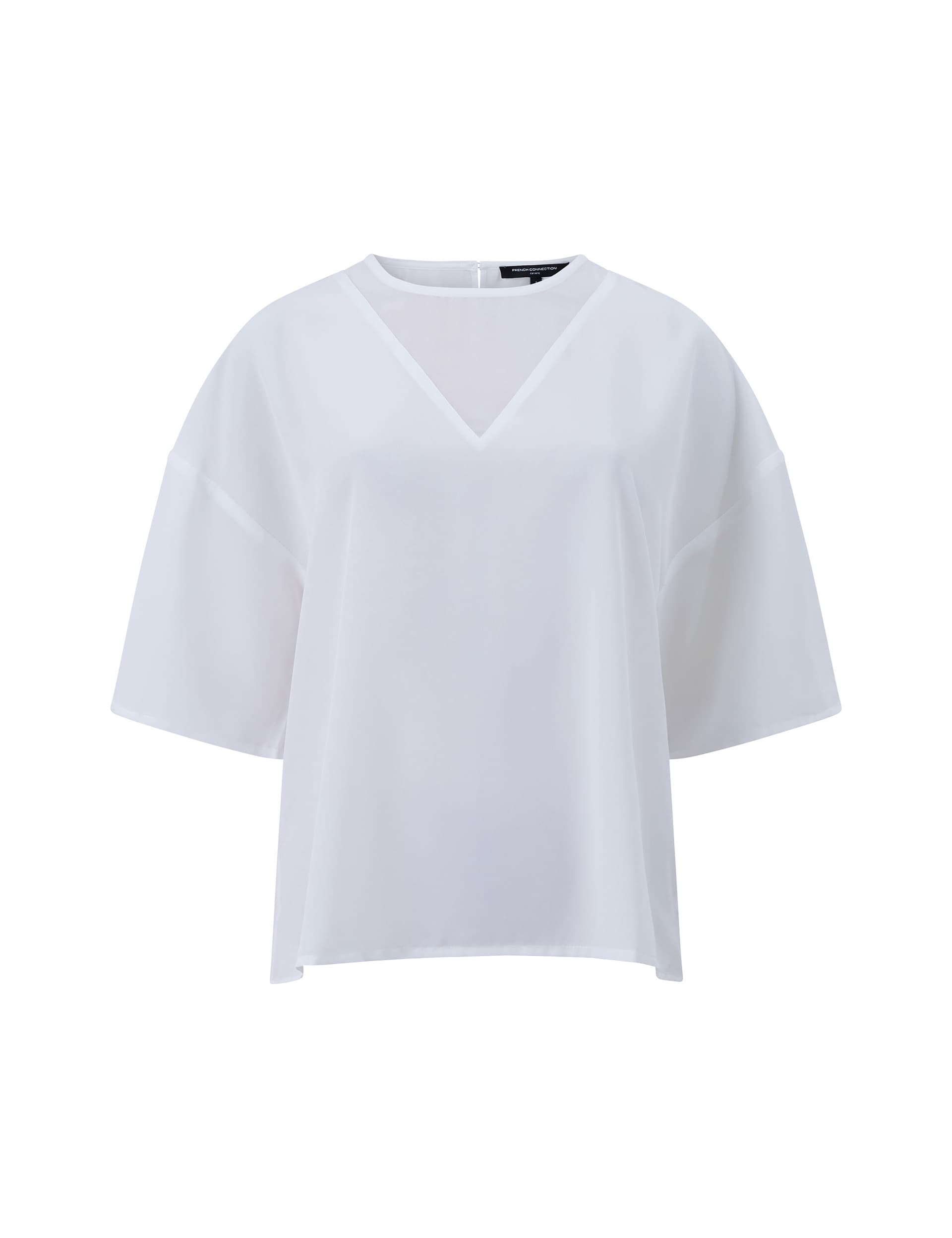 French Connection Women's Crepe V-Neck Top - XS - White, Black,White