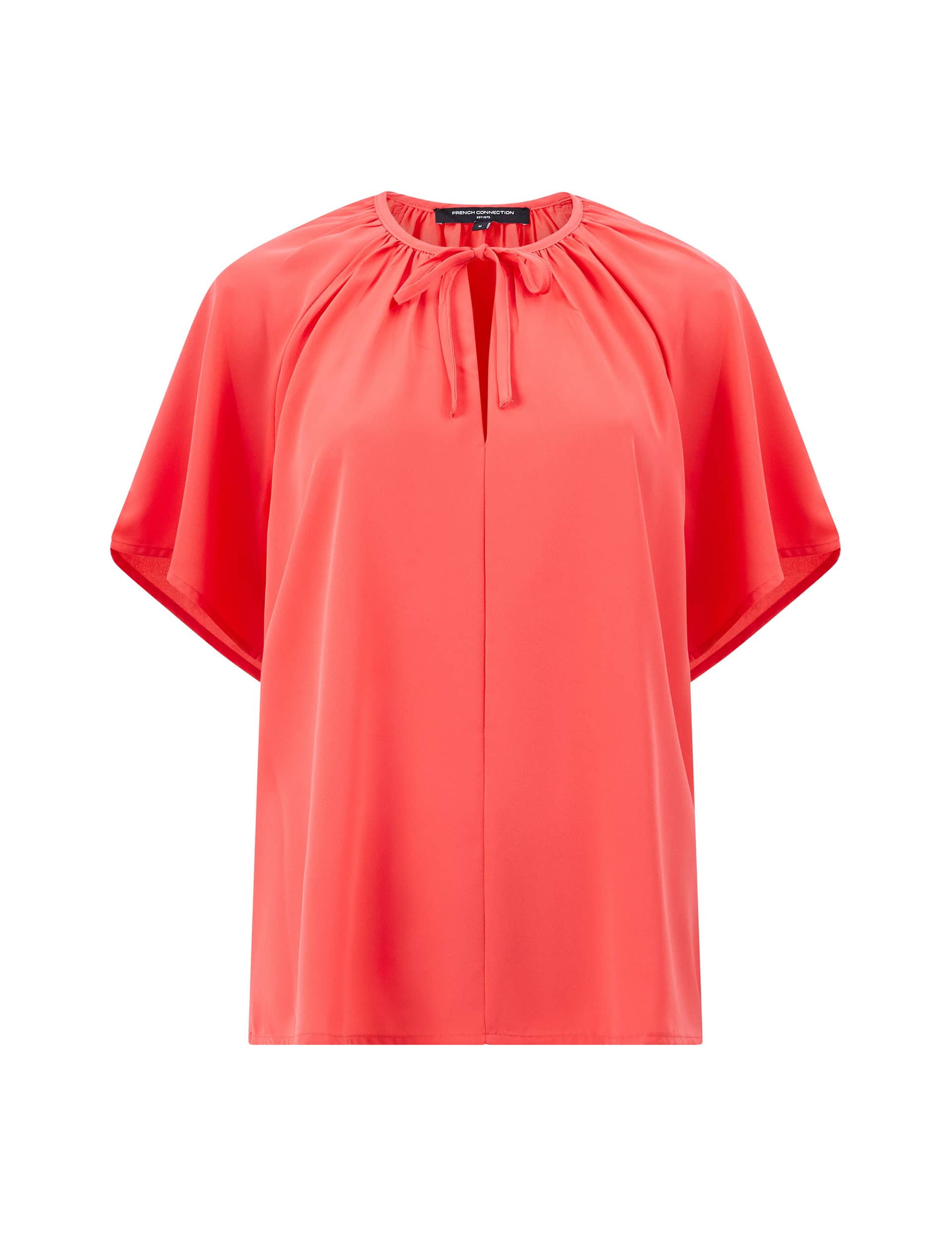 French Connection Women's Crepe Tie Neck Batwing Top - XS - Red, Red