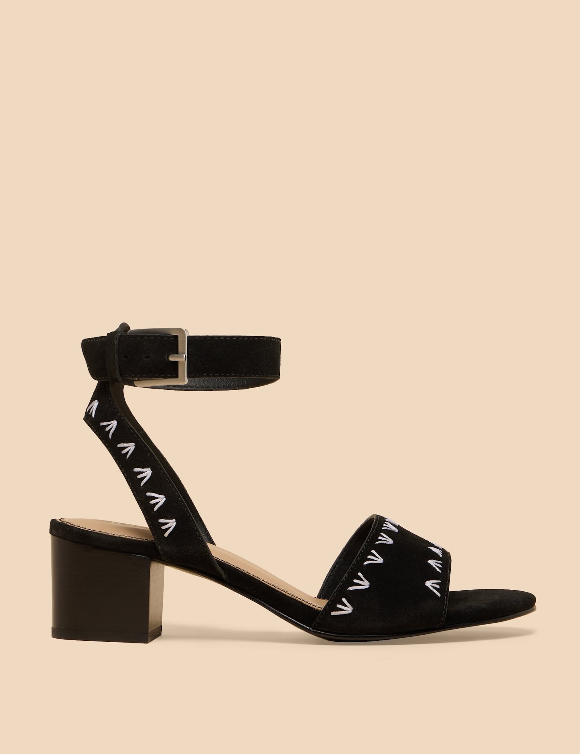 White Stuff Women's Suede Ankle Strap Block Heel Sandals