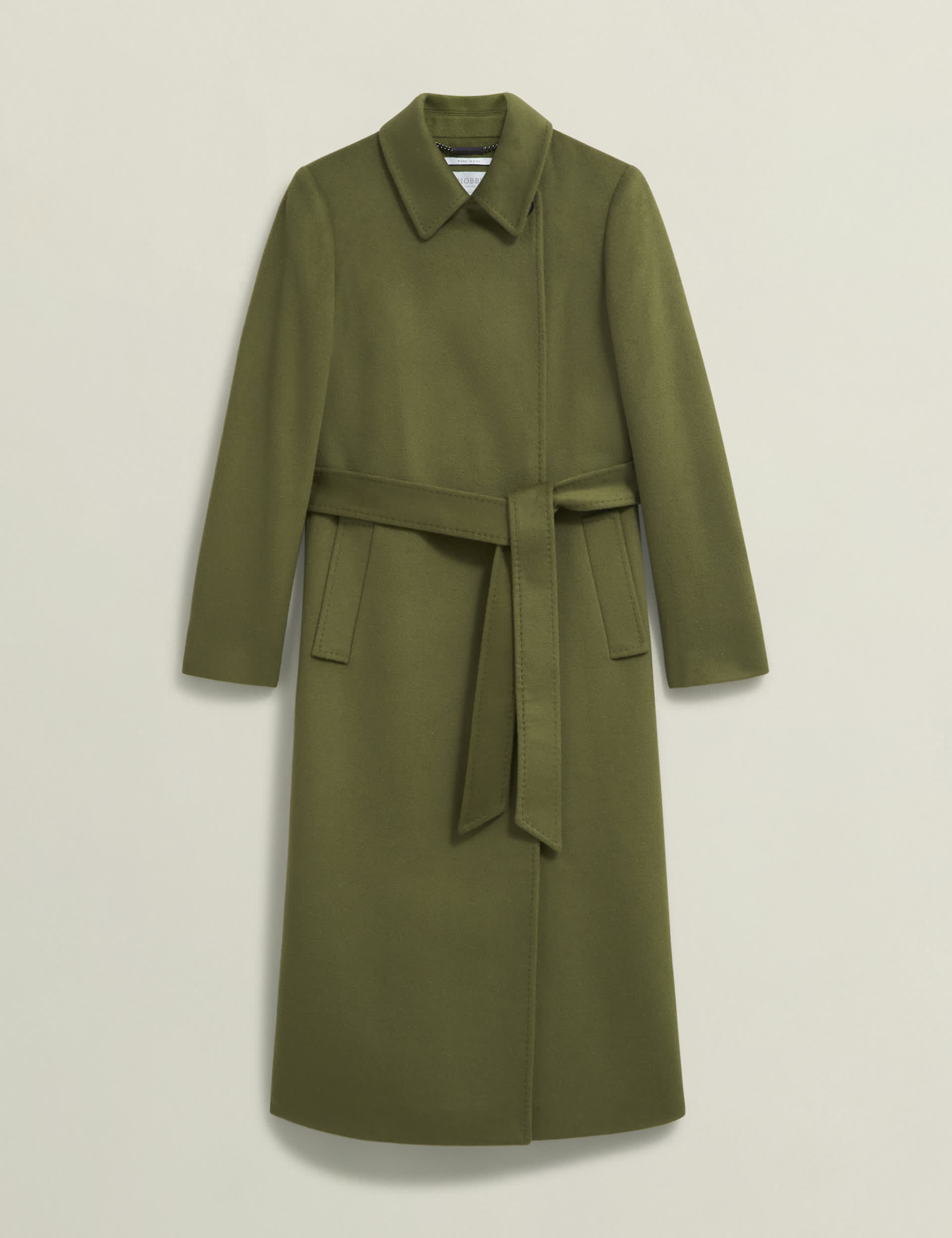 Hobbs Women's Pure Wool Belted Collared Tailored Coat - 12REG - Green, Green