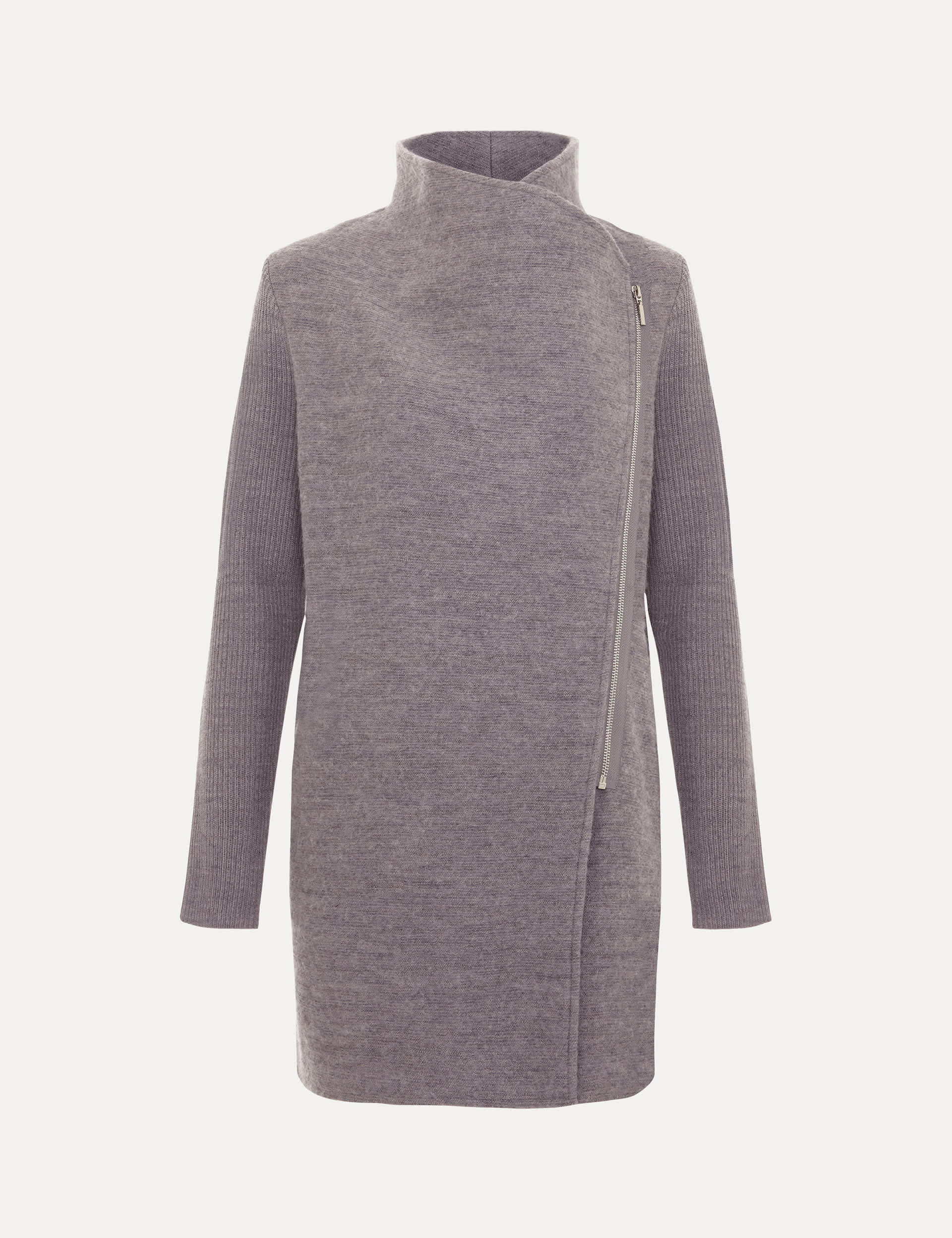 Phase Eight Women's Wool Blend Funnel Neck Coatigan - 8 - Grey, Grey