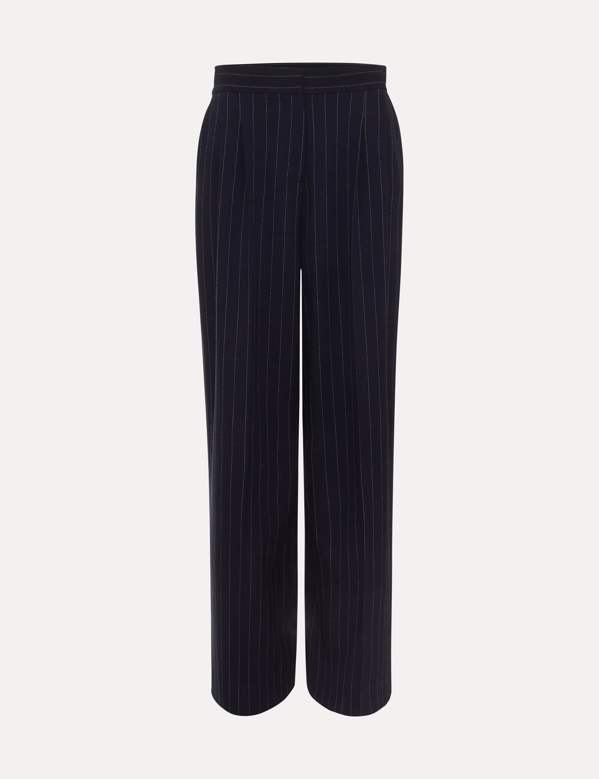 Phase Eight Women's Pinstripe Wide Leg Trousers - 12 - Navy, Navy