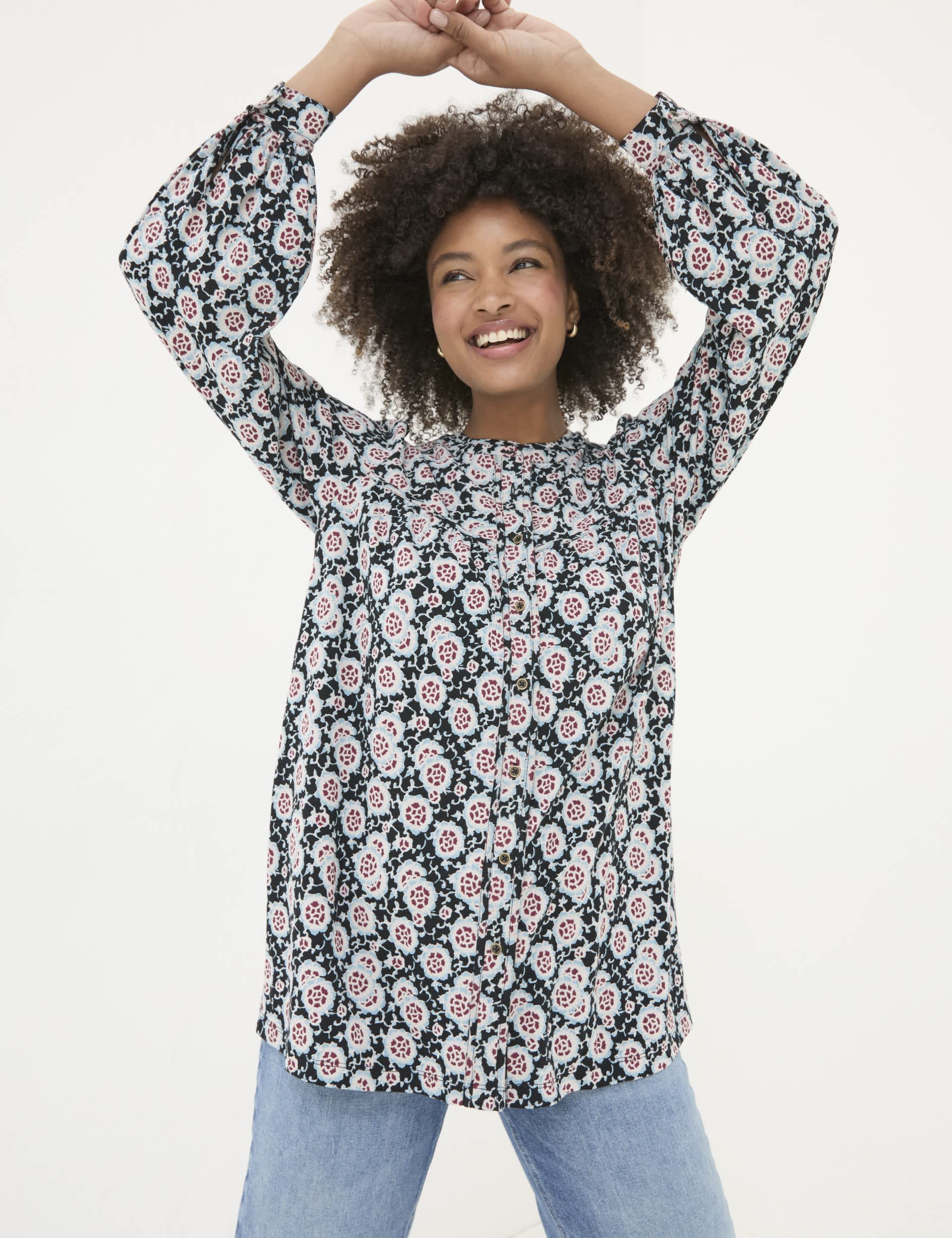 Fatface Women's Modal Blend Floral Button Through Tunic