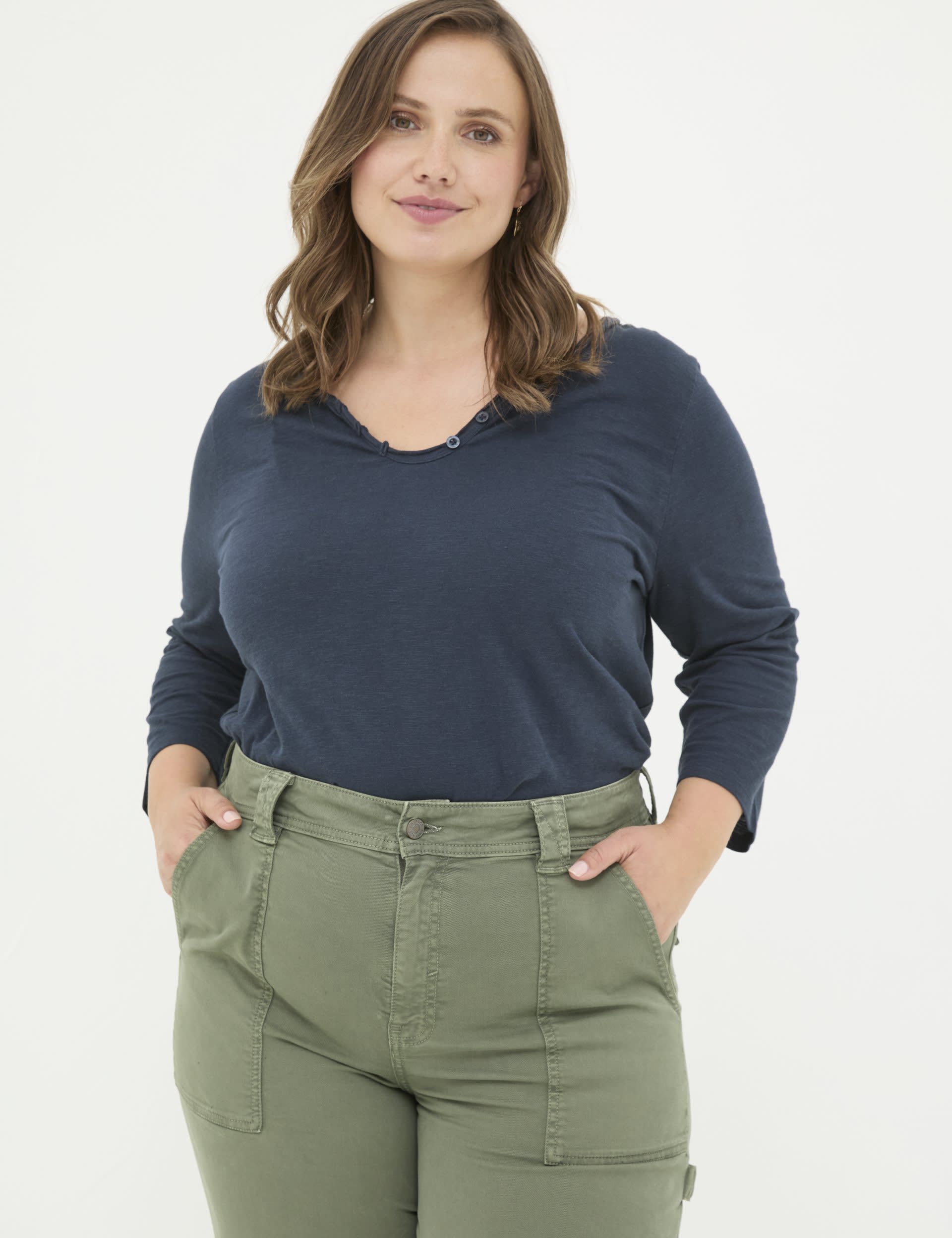 Fatface Women's Pure Cotton V-Neck Top