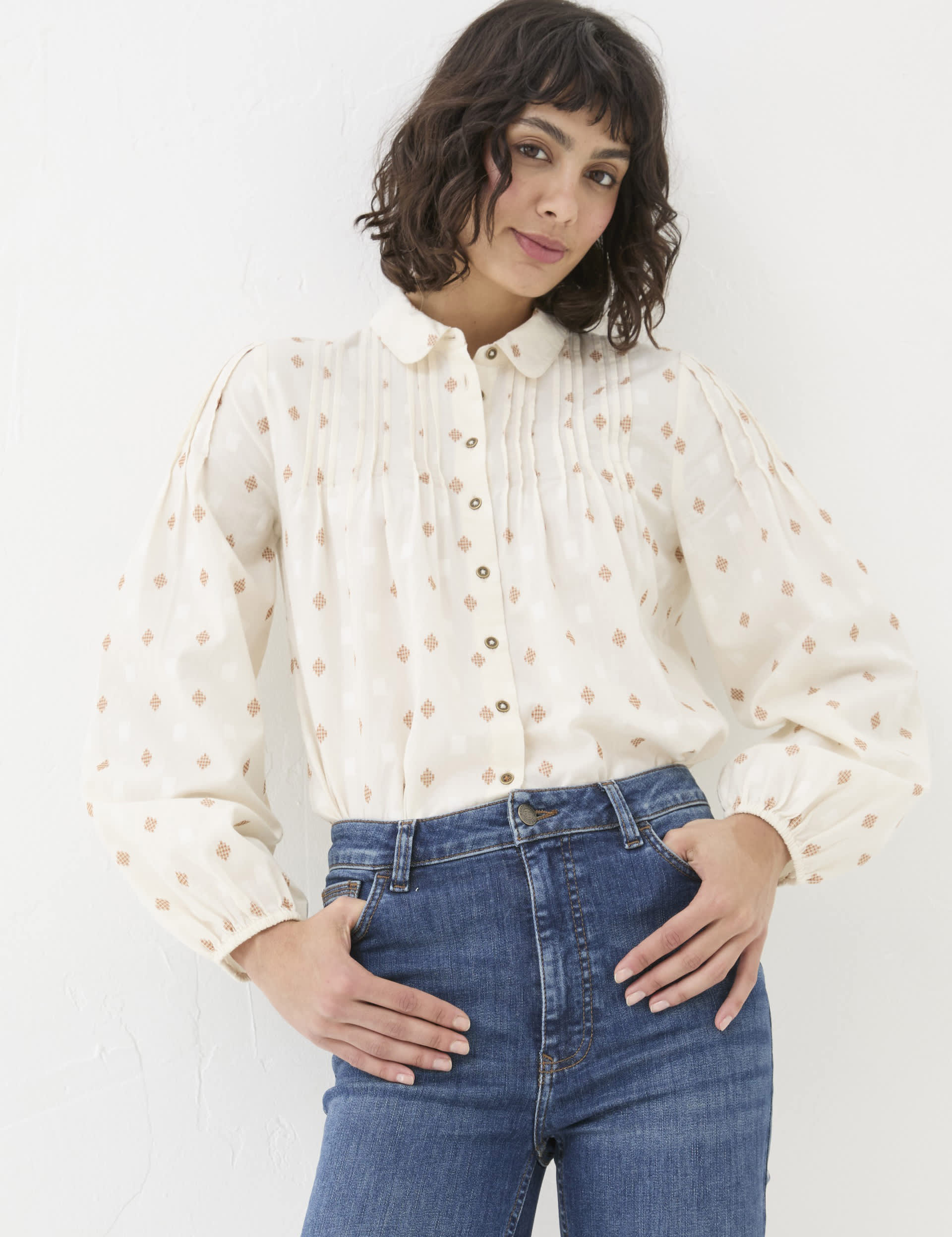 Fatface Women's Pure Cotton Printed Collared Blouse