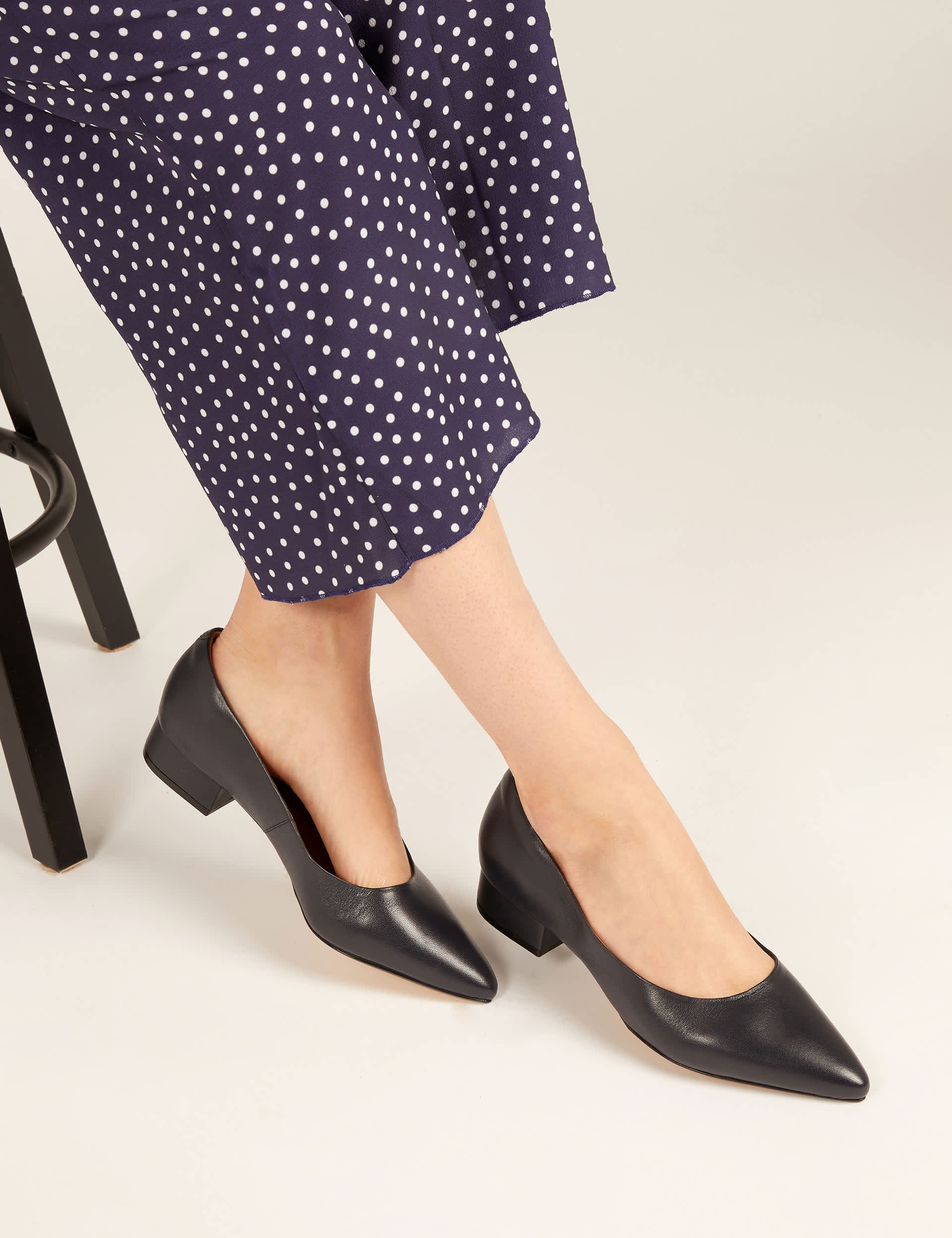 Jones Bootmaker Women's Leather Block Heel Pointed Court Shoes