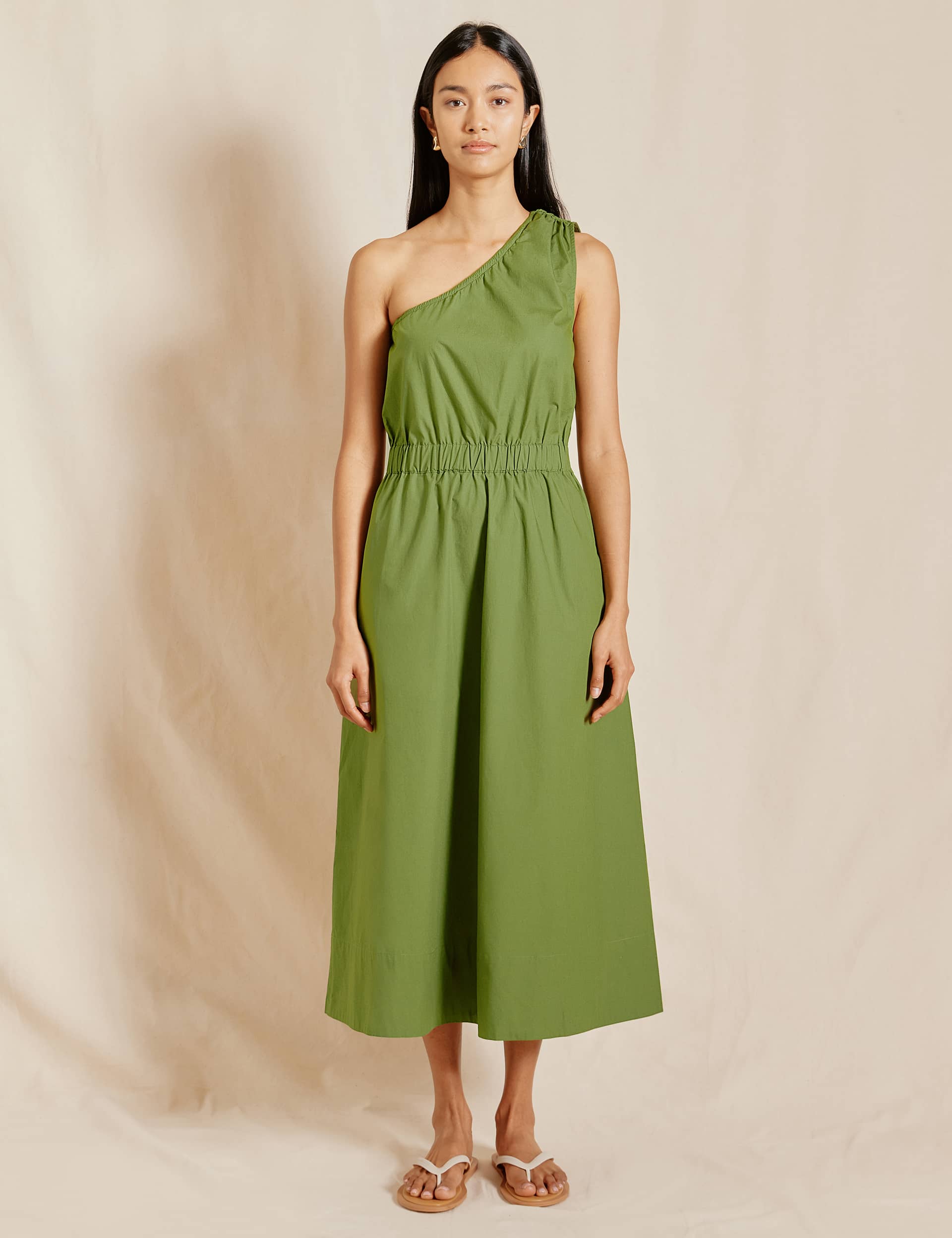 Albaray Women's Pure Cotton Midaxi Waisted Dress