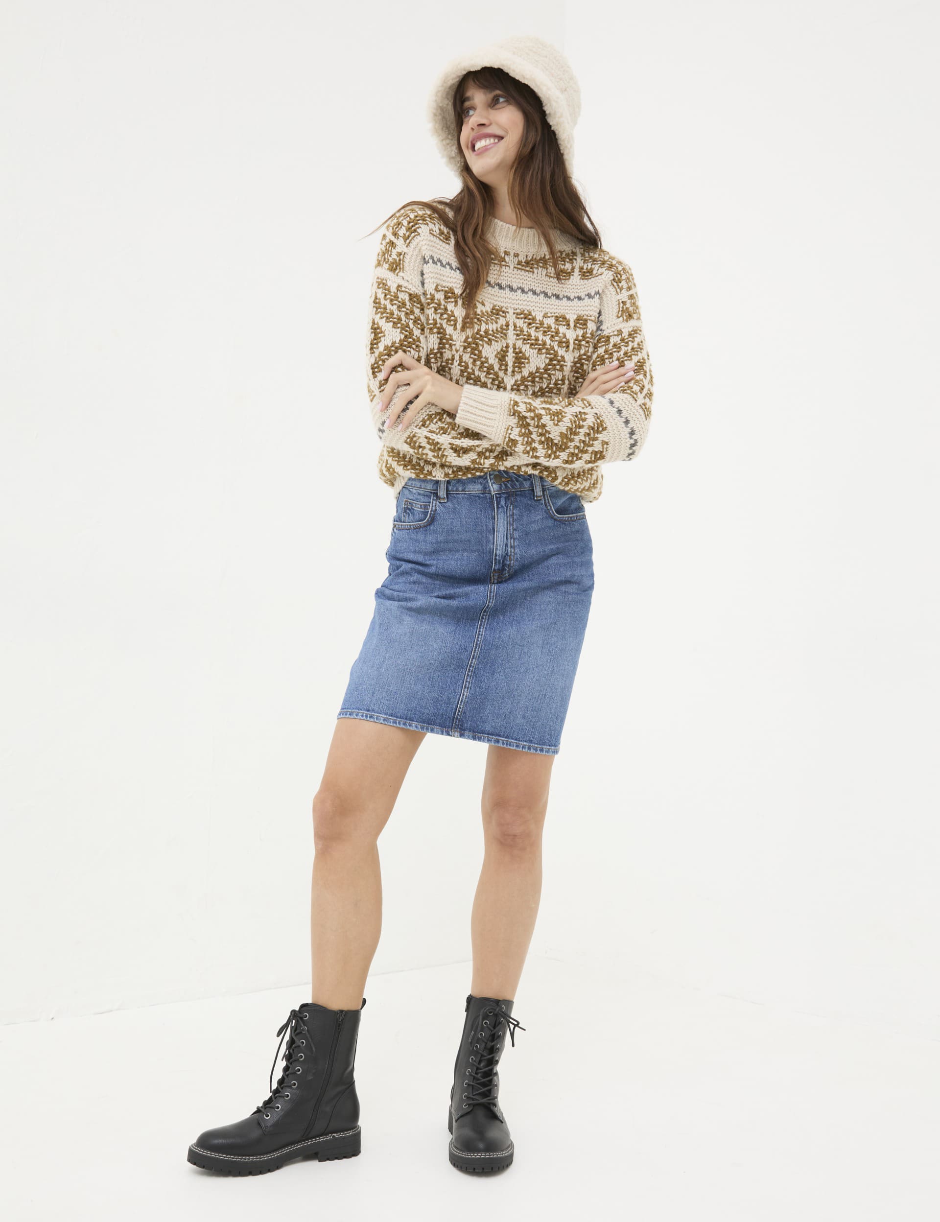 Fatface Women's Denim Mini A-Line Skirt