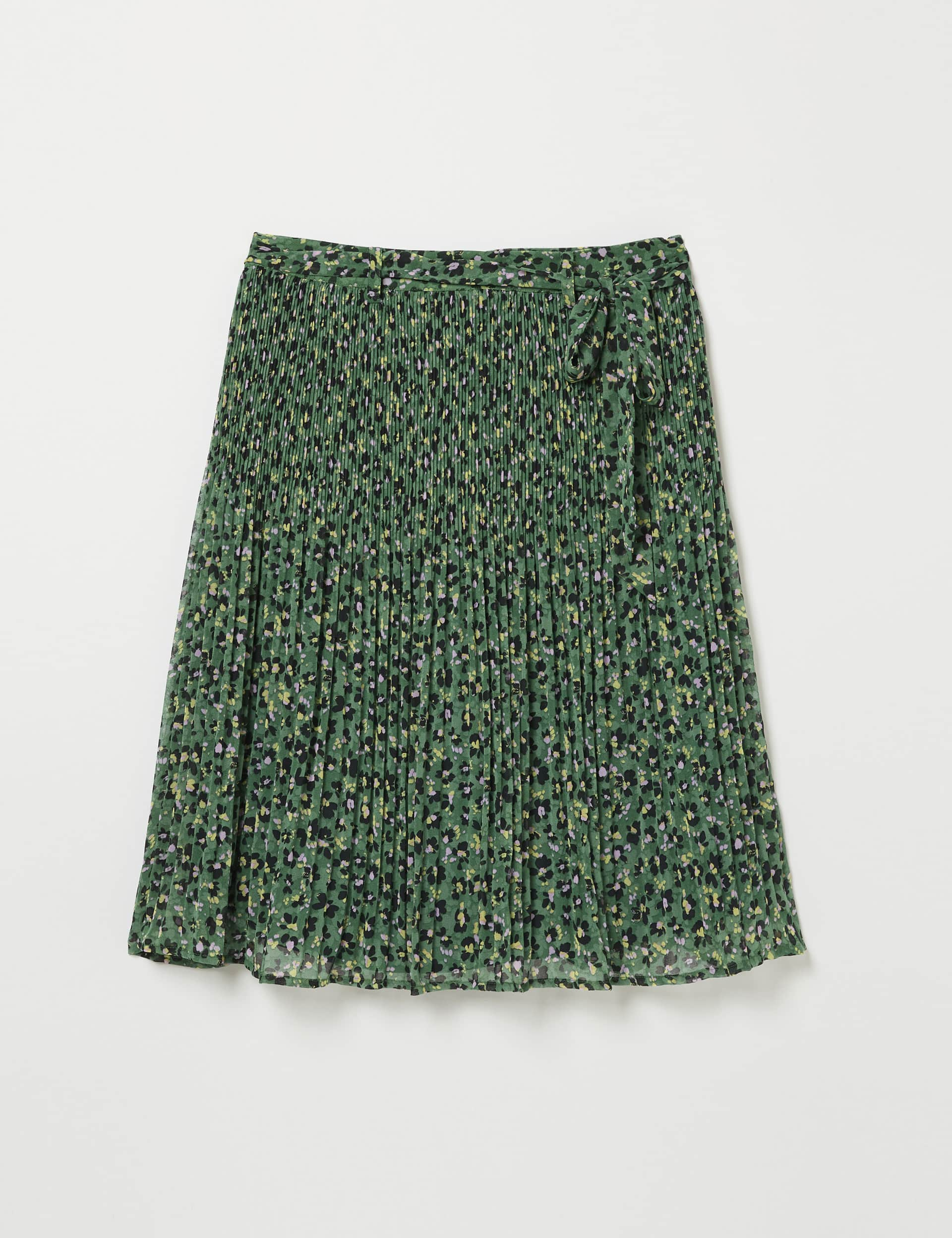 Fatface Women's Floral Pleates Mini Skirt - 22LNG - Green Mix, Green Mix