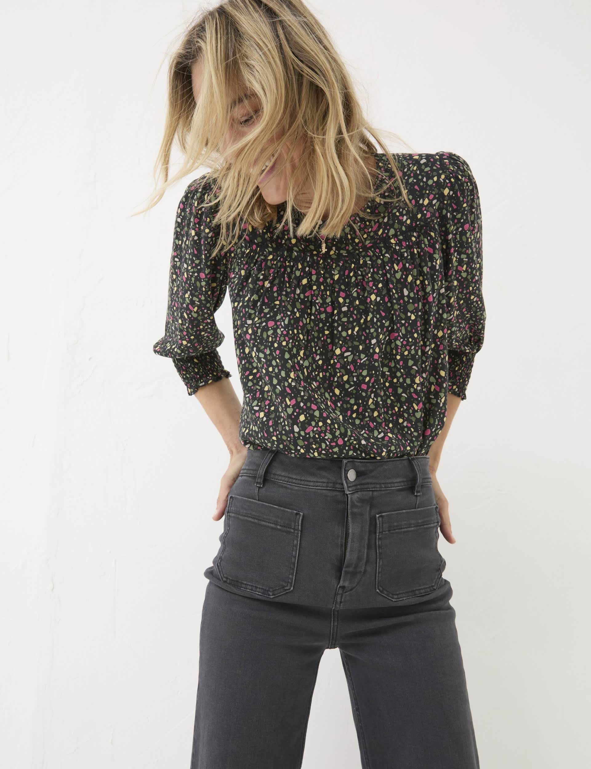 Fatface Women's Printed Round Neck Blouse