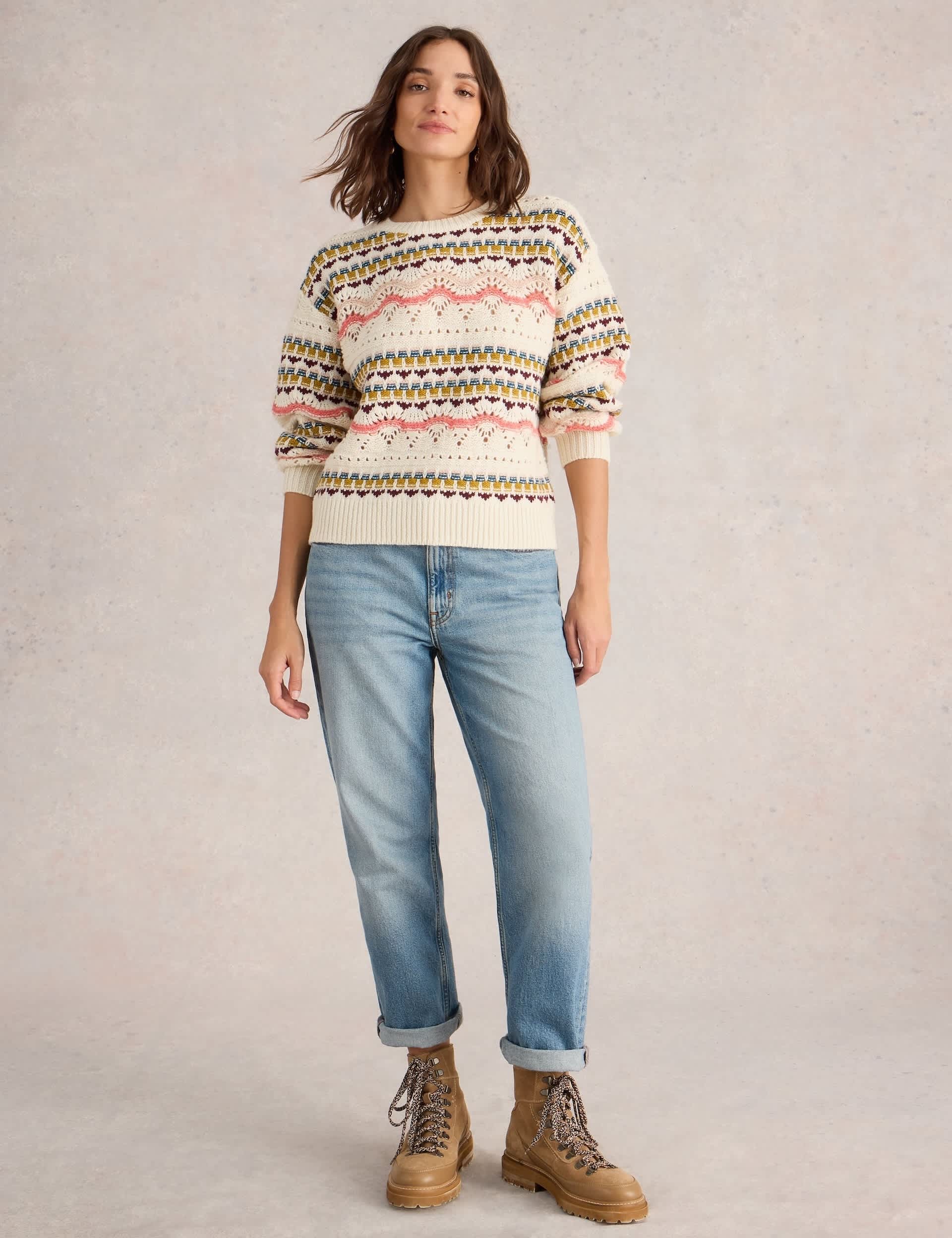 White Stuff Women's Wool Blend Pointelle Jumper