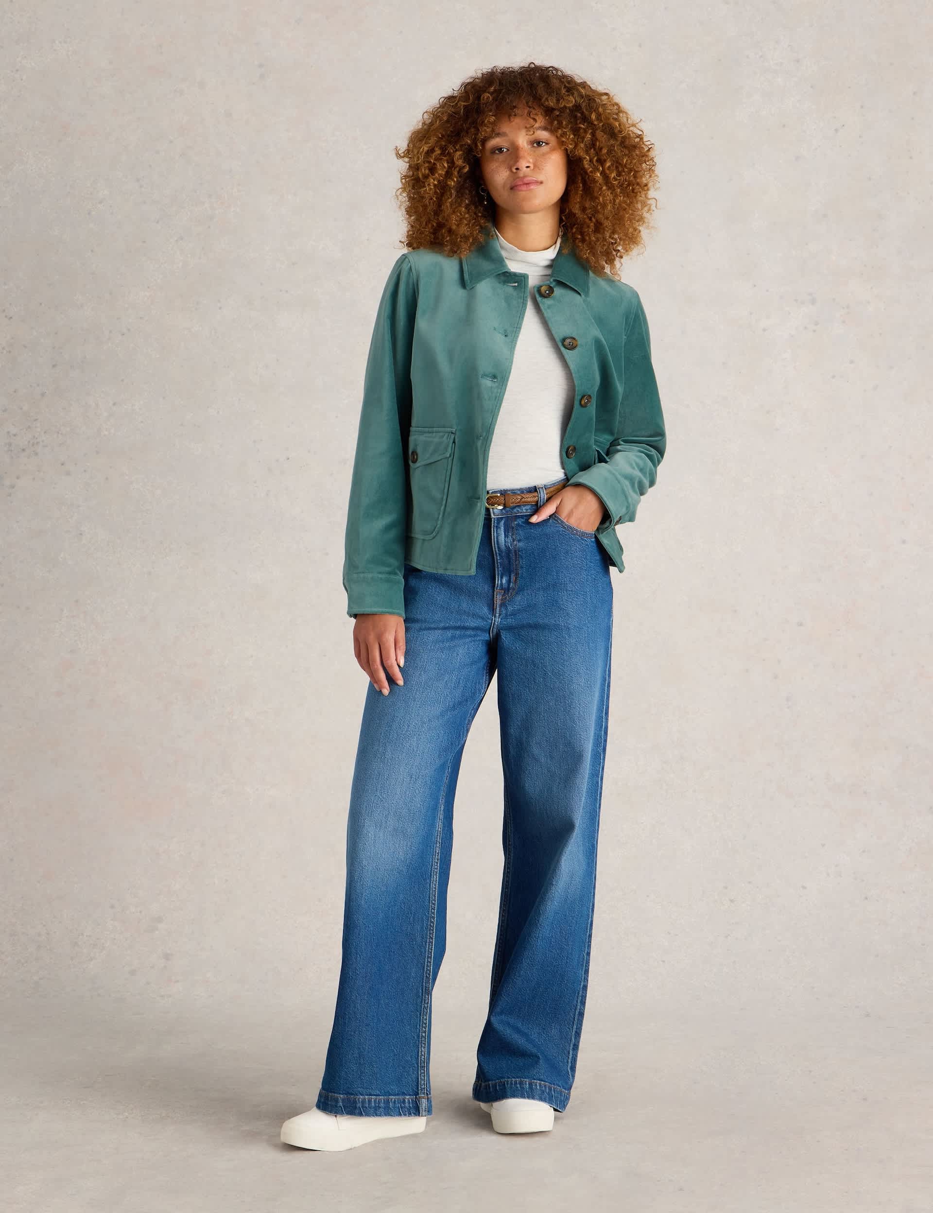 White Stuff Women's Pure Cotton Velvet Jacket