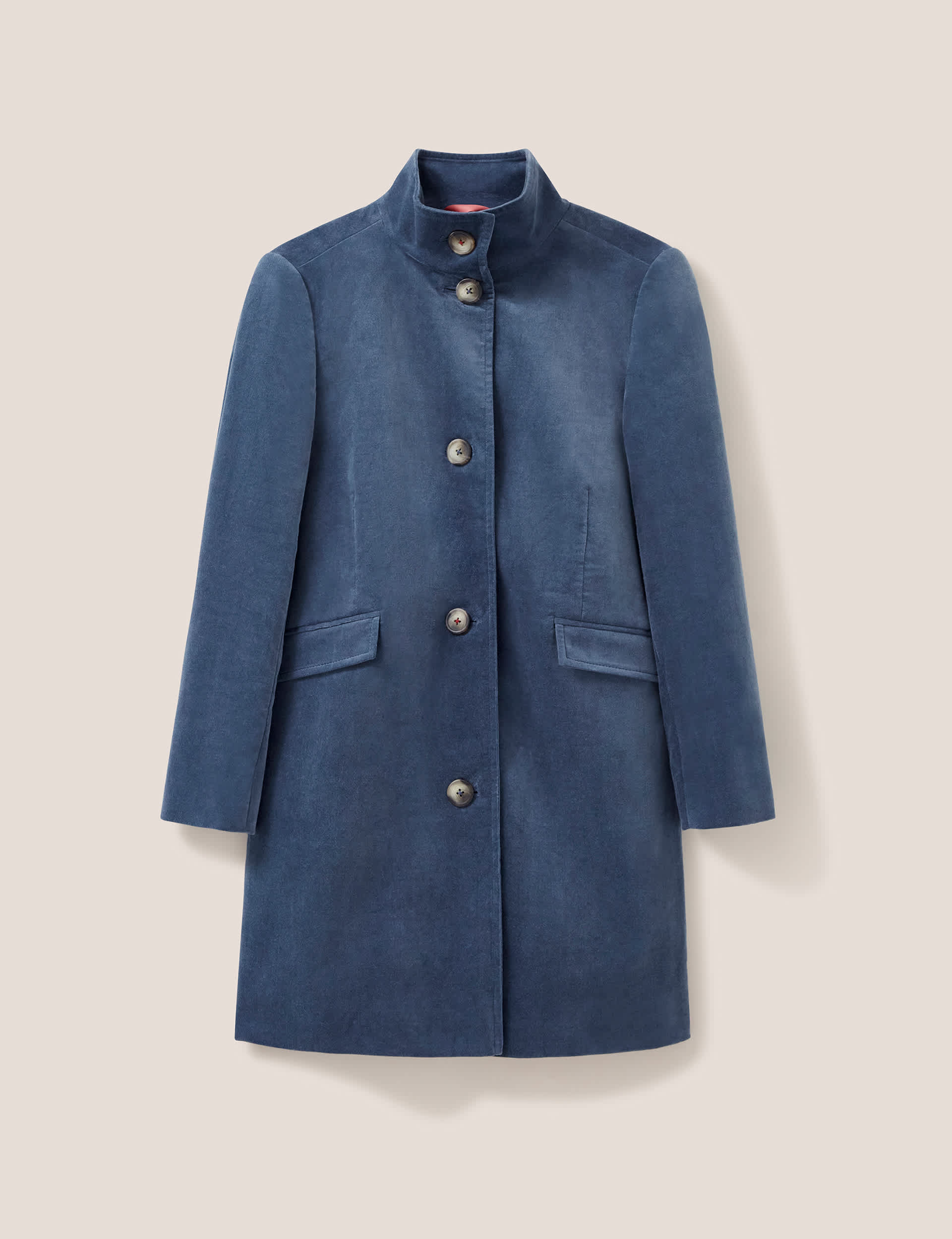 White Stuff Women's Velvet Pea Coat - 6REG - Blue, Navy,Blue,Purple