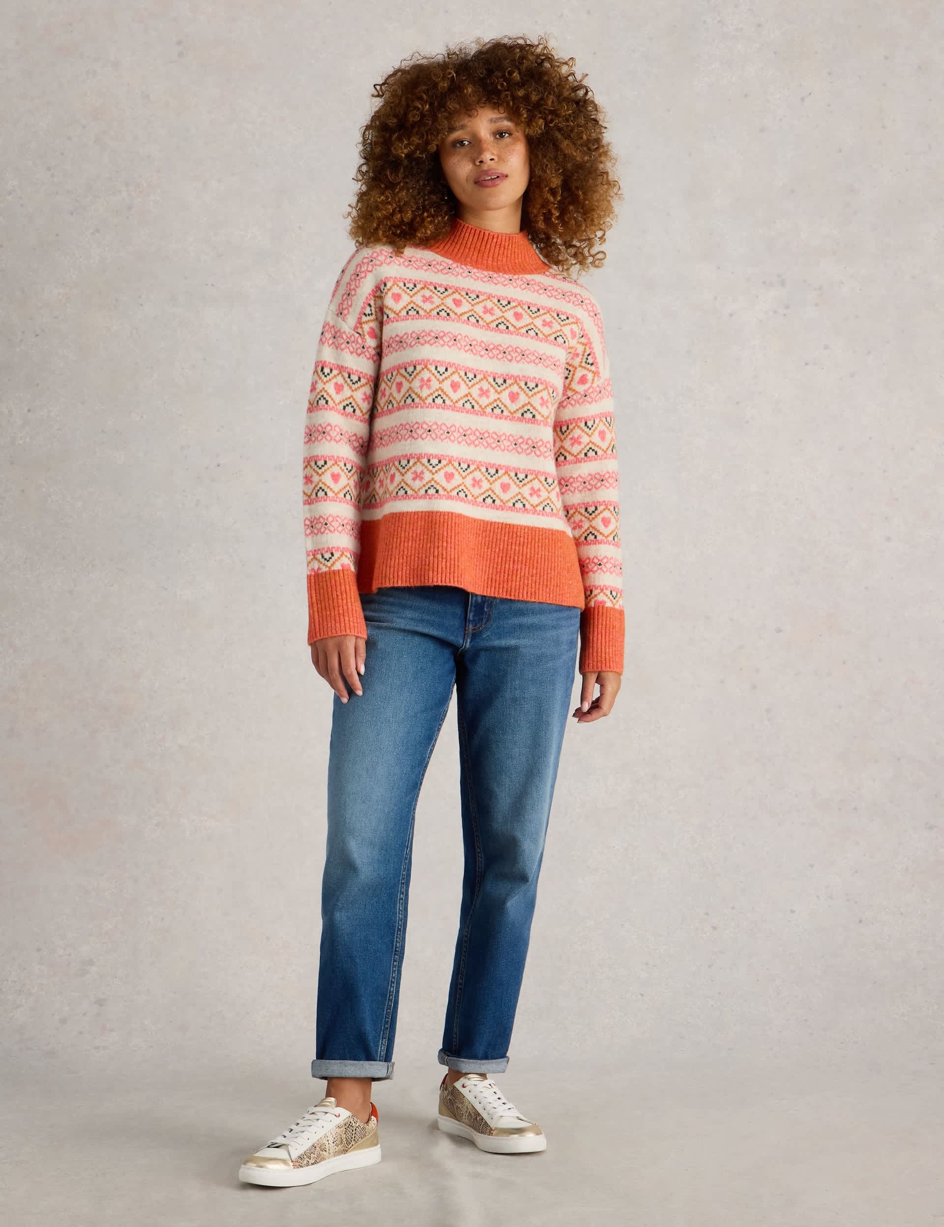 White Stuff Women's Fair Isle Longline Jumper - 14 - Natural Mix, Natural Mix