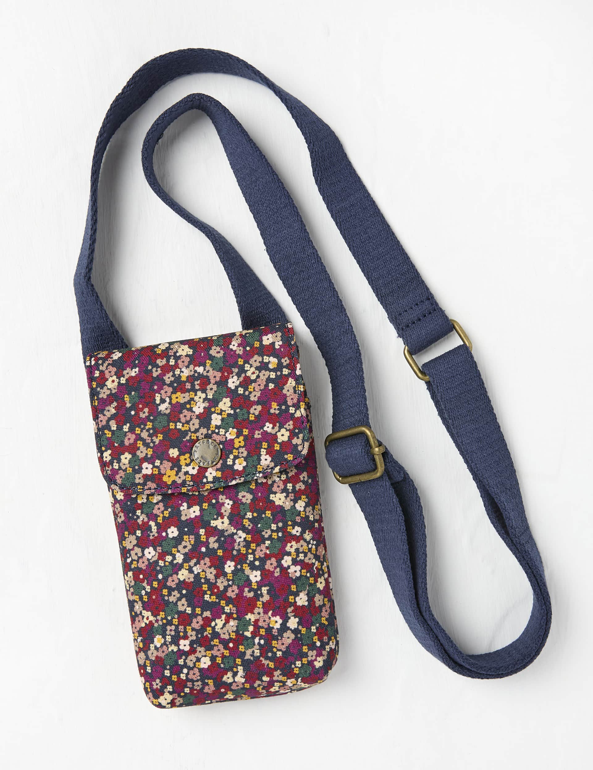 Fatface Women's Canvas Floral Phone Bag - Red Mix, Red Mix